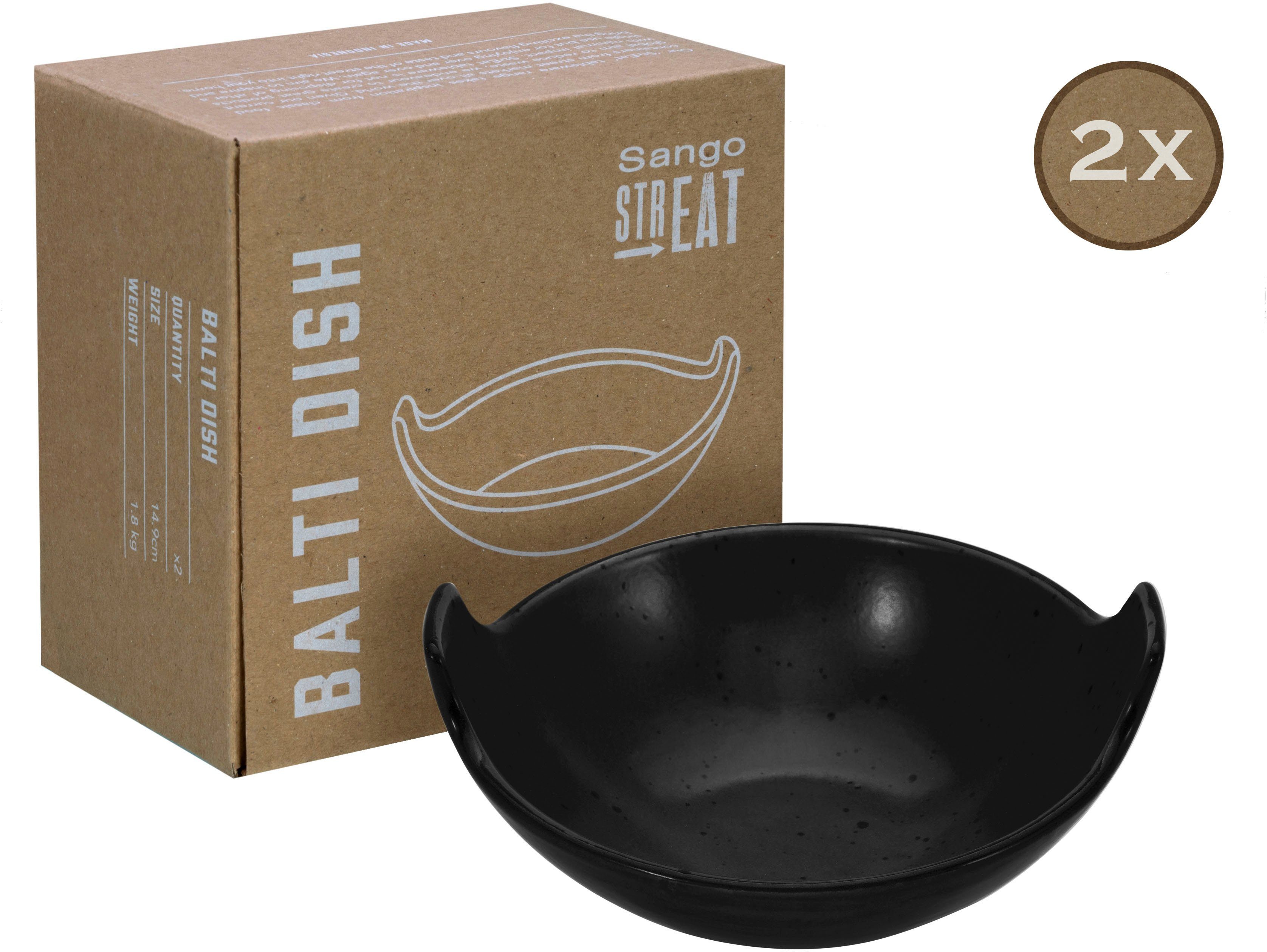 CreaTable Servierschale Balti Dish, Steinzeug, (Set, 2-tlg), Dipschale, Müslischale, Snackschale, Topaktueller „Streat Food“ Trend
