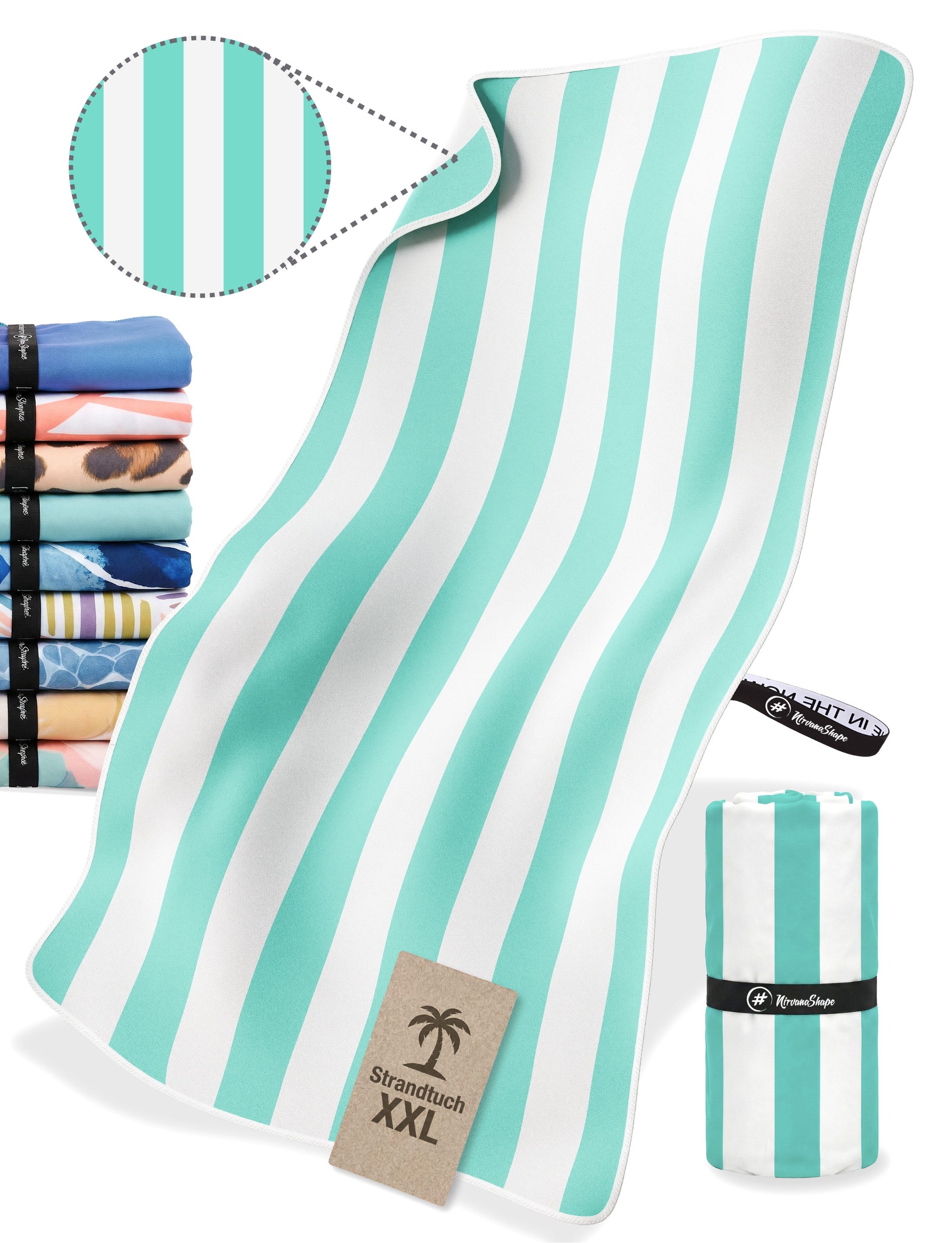 NirvanaShape Strandtuch Reise Handtuch Strandtuch XXL - Strandhandtuch, Mikrofaser Badetuch