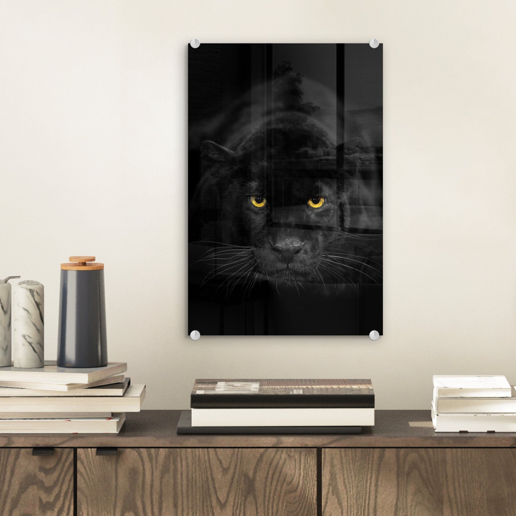 MuchoWow Acrylglasbild Panther - Tiere - Schwarz - Augen, Inkl. Aufhängung, günstig online kaufen