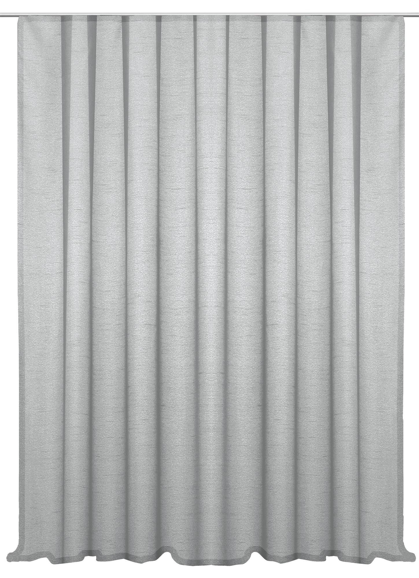 Gardine Vorhang Kräuselband 300x245 cm Seidenglanz halbtra, Haus und Deko, Kräuselband (1 St), halbtransparent, Polyester Silber