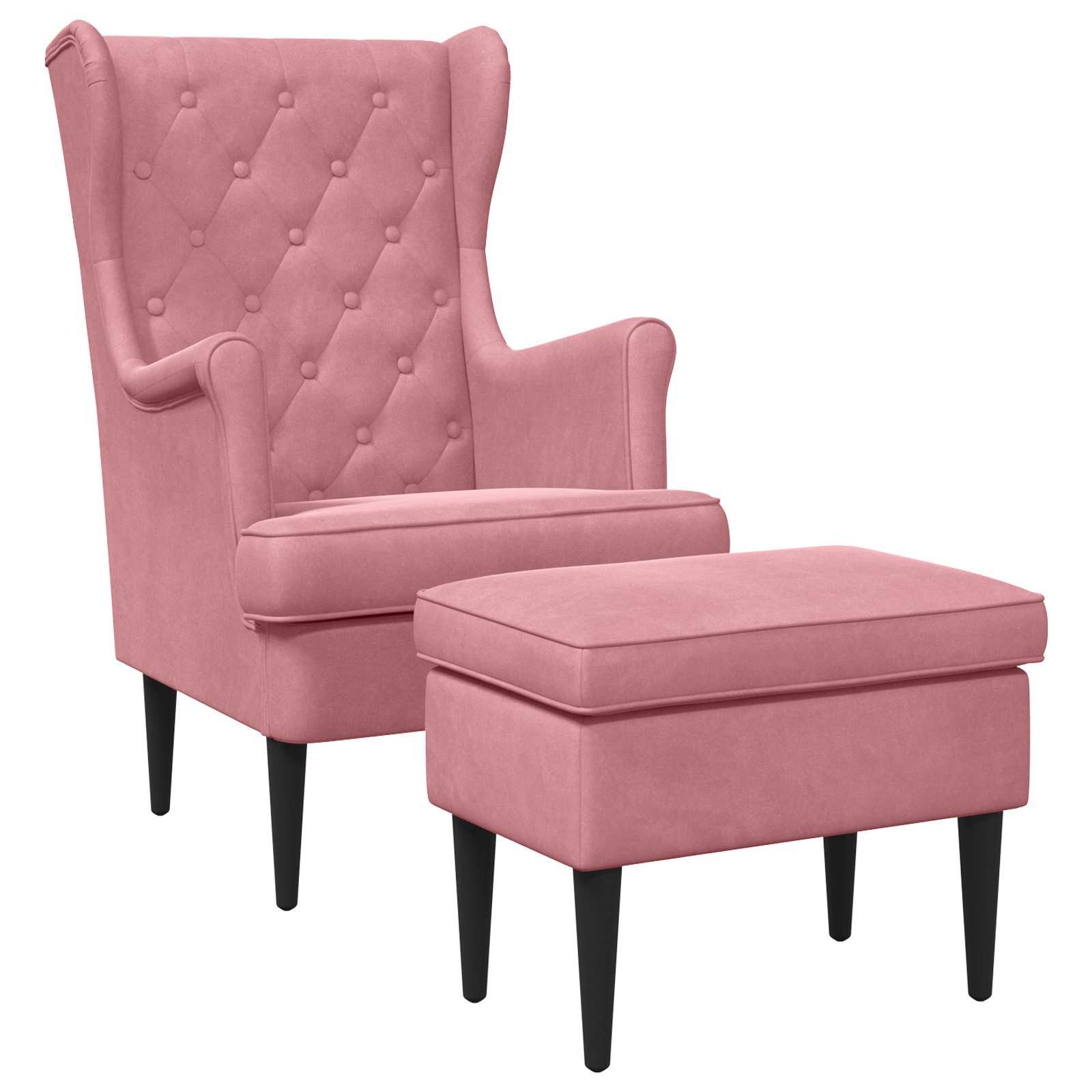 vidaXL Gartenlounge-Set Sessel mit Fußhocker 2 stk. Rosa Samt, (2-tlg)