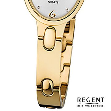 Regent Quarzuhr Regent Damen-Armbanduhr gold Analog F-1092, Damen Armbanduhr oval, klein (ca. 22mm), Titanarmband