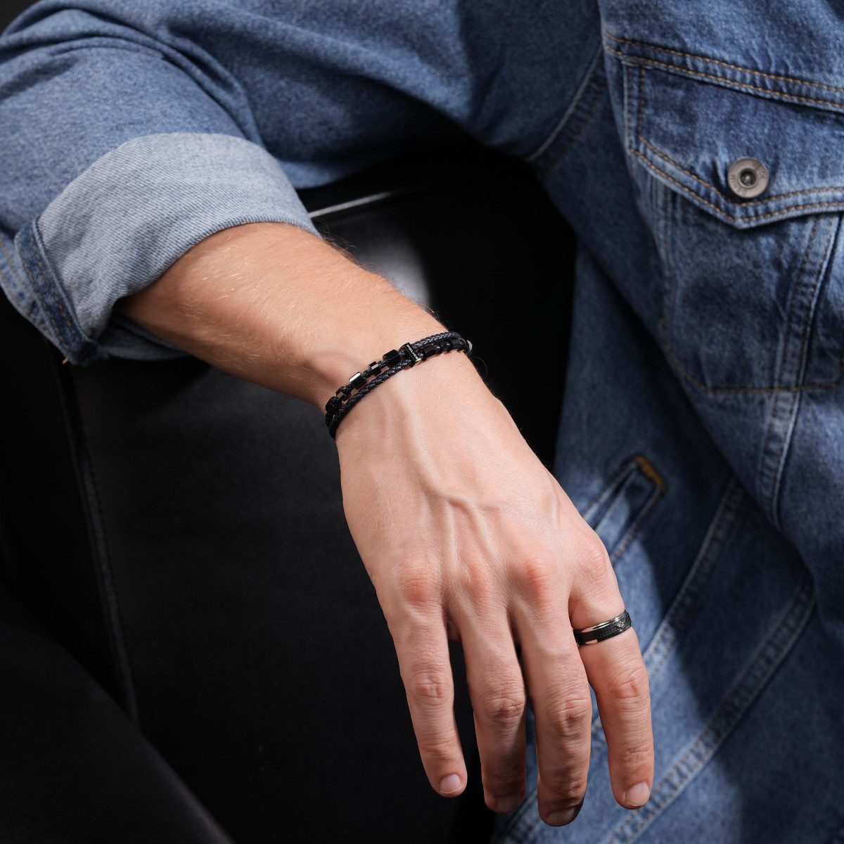 Police Lederarmband Police Armband Herren Freeway Metallperlen Leder Blau PEAGB0035605