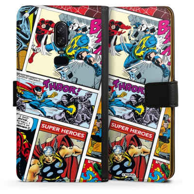 DeinDesign Handyhülle Marvel Retro Comic Blue, OnePlus 6 Hülle Handy Flip Case Wallet Cover Handytasche Leder