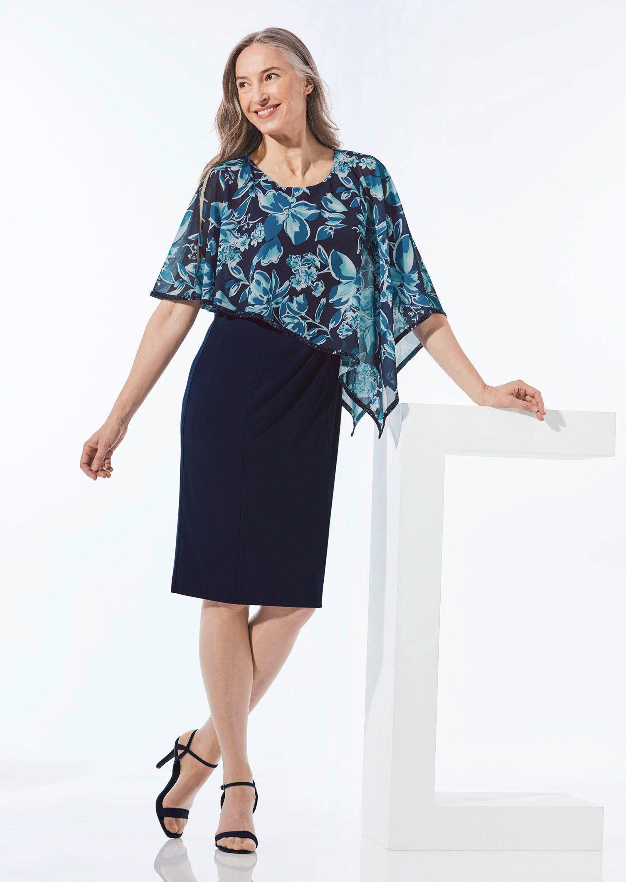 GOLDNER Abendkleid Elegantes Abendkleid mit Pailletten Midikleid mit Rundhals, Knielänge, ohne Arm und Chiffonüberwurf – Bild 4 von 5
