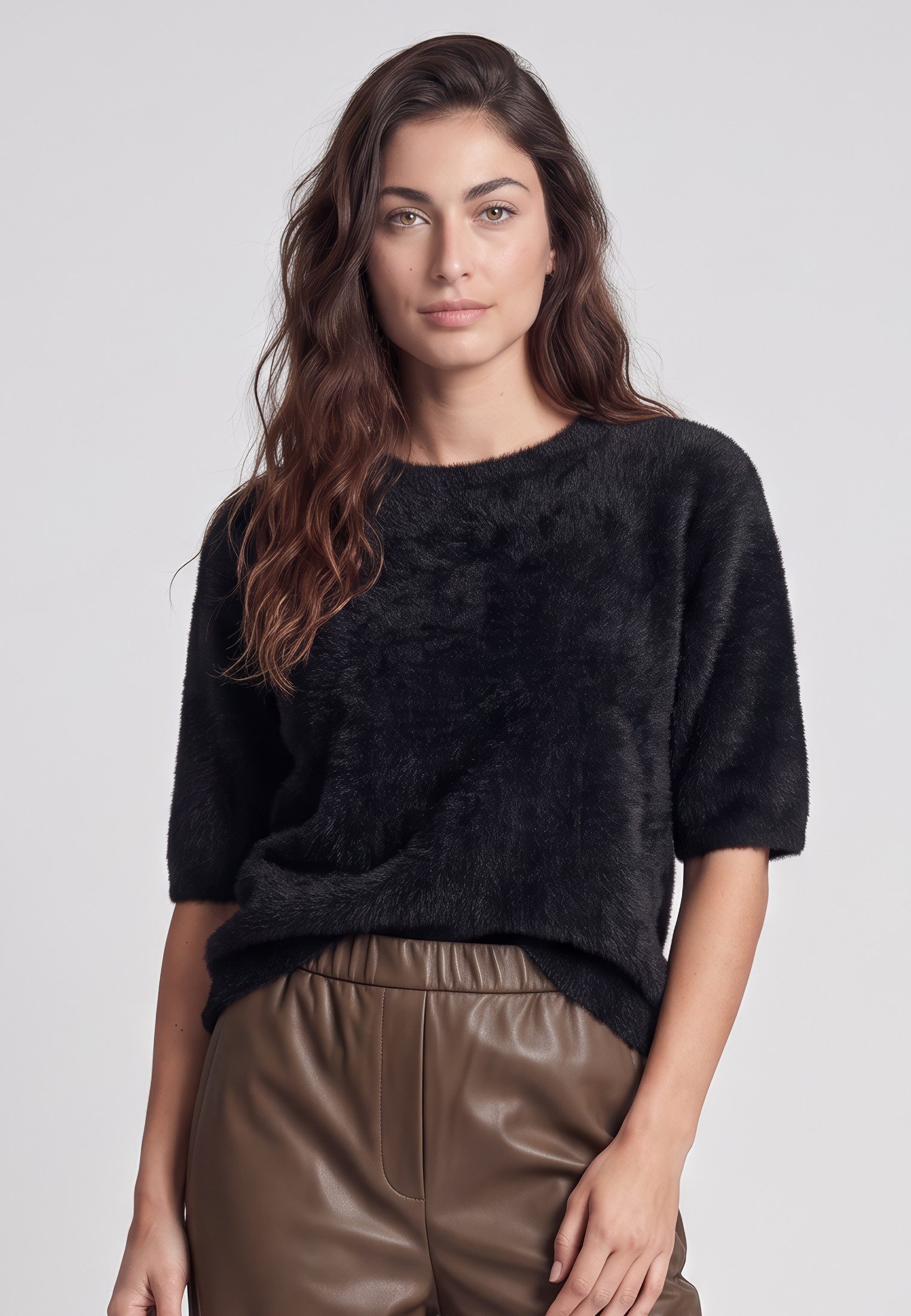 MARC AUREL Strickpullover in Pelzoptik