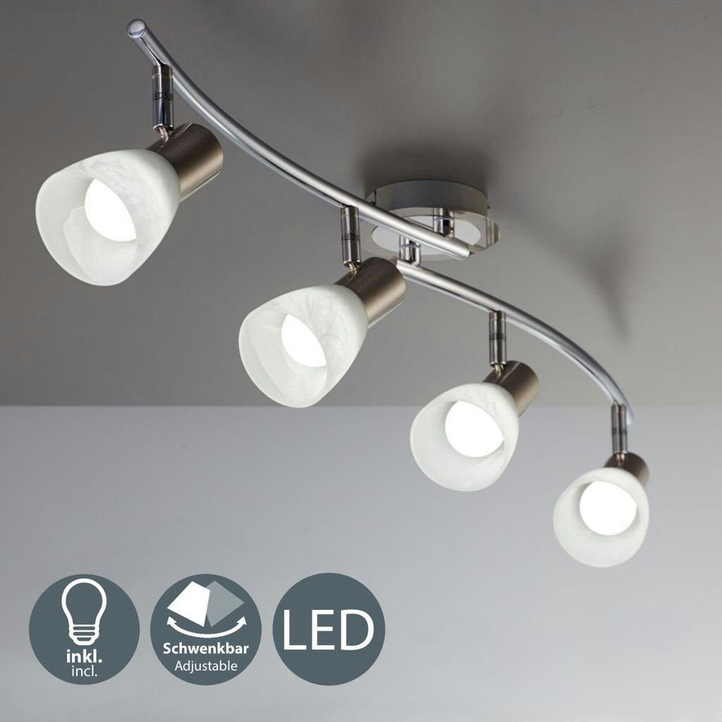 B.K.Licht Deckenleuchte LED Deckenleuchte Warmweiß 4-flammig 4x 5W E14 IP20  - BKL1030, LED wechselbar, Warmweiß, Chrom Metall drehbar schwenkbar 470lm  3000K 910 x155mm