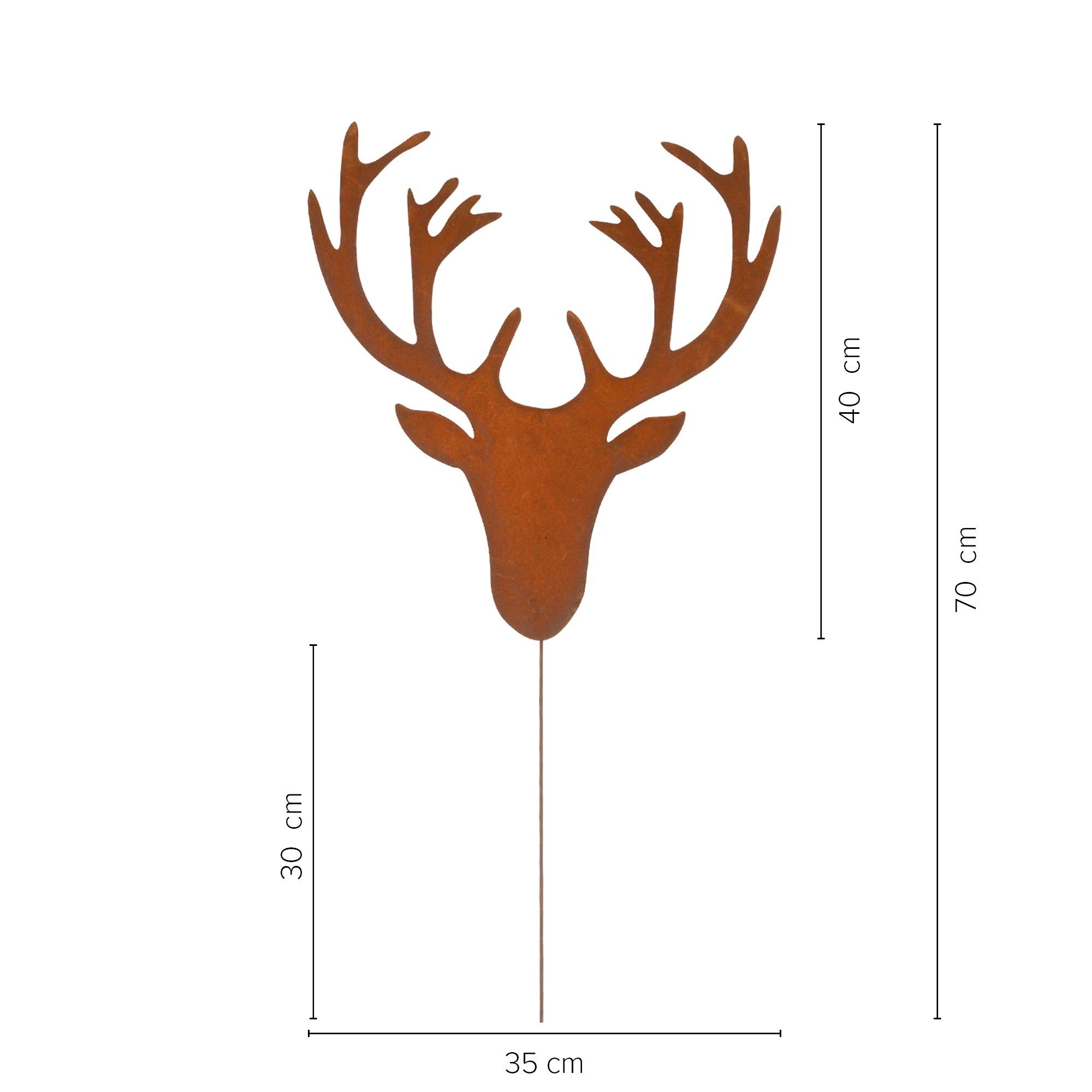 UNUS GARDEN Gartenstecker Roststecker Zink Hirschkopf günstig online kaufen