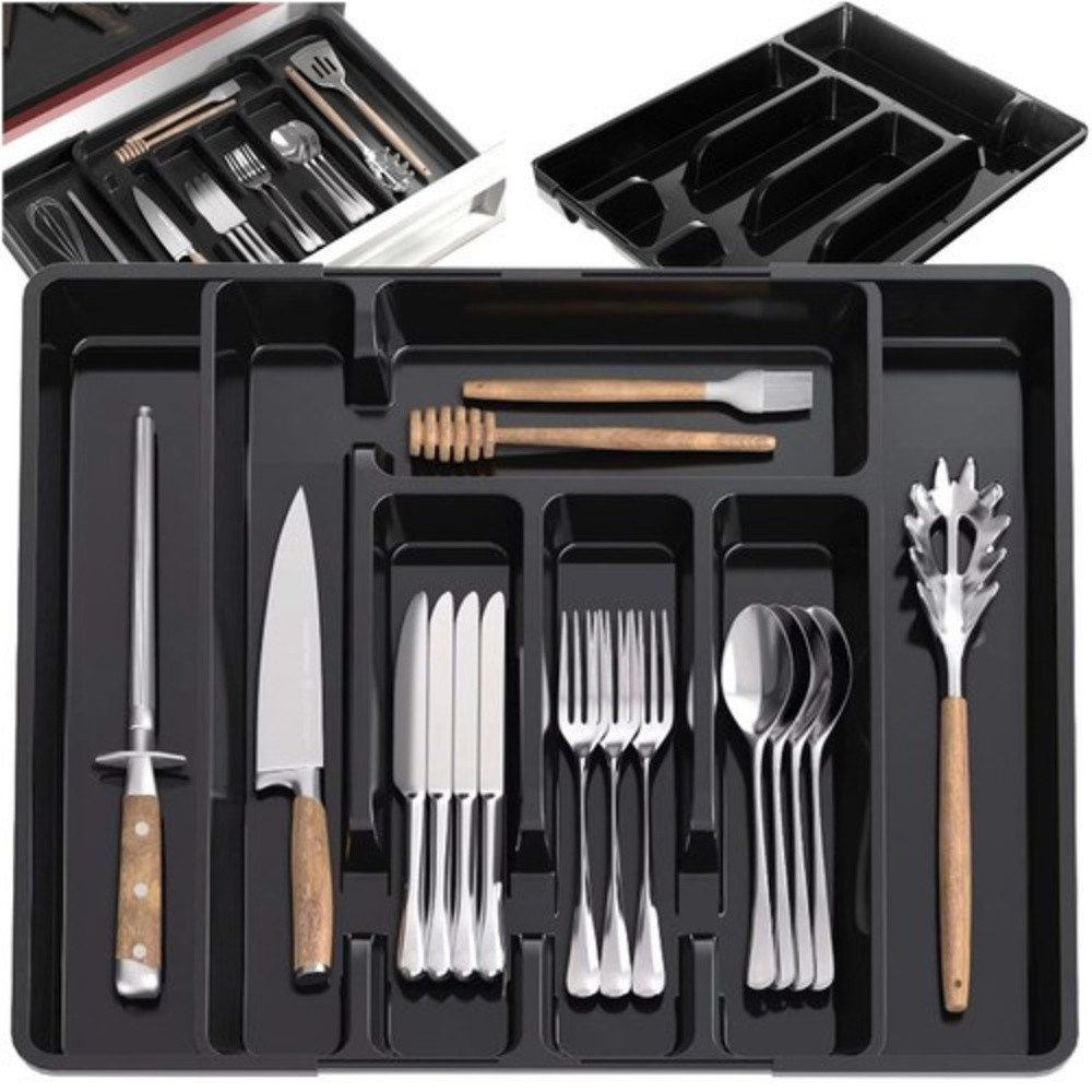 Ruhhy Küchenorganizer-Set Besteckkasten Schubladenfächer, (Spar-Set, 1-tlg., Organizer), Bis zu 7 Fächer für Messer, Gabeln, Löffel und Küchenutensilien