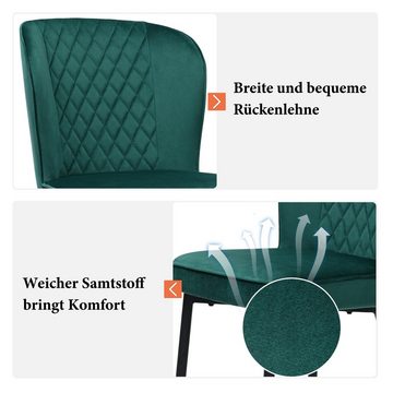 OKWISH Essgruppe Küchentisch Set, (5-tlg., 1 Esstisch mit 4 Stühlen), mit Metallbeinen, Samt Esszimmerstühle, 117×68×75cm Esstisch