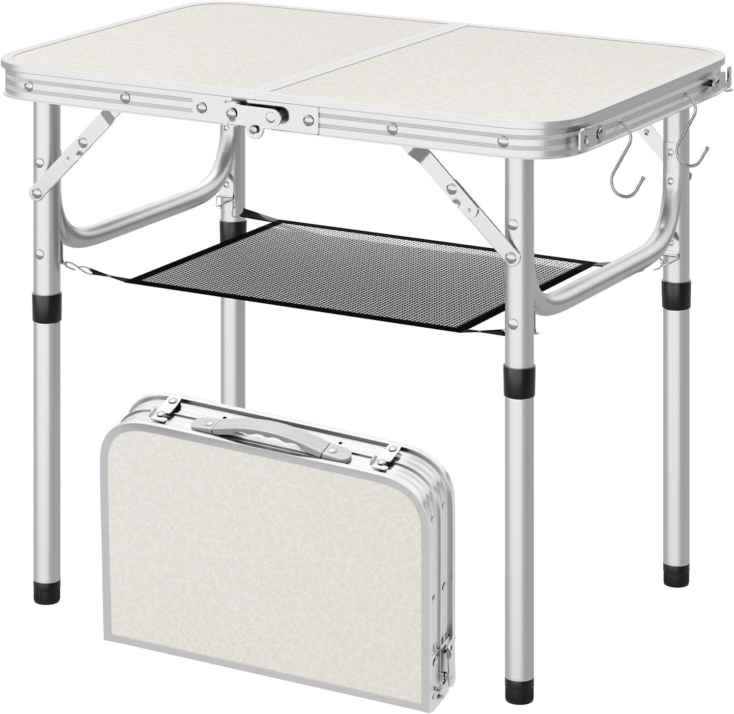 Woltu Klapptisch, höhenverstellbar 25/36/50/60 cm, Campingtisch 60x40cm Tischplatte