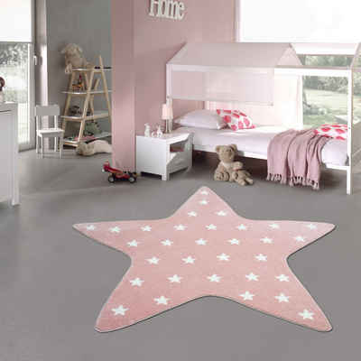 Teppich Kinder Spielteppich Stern in Rosa mit Sternenmuster, Teppich-Traum, sternförmig, Höhe: 13 mm