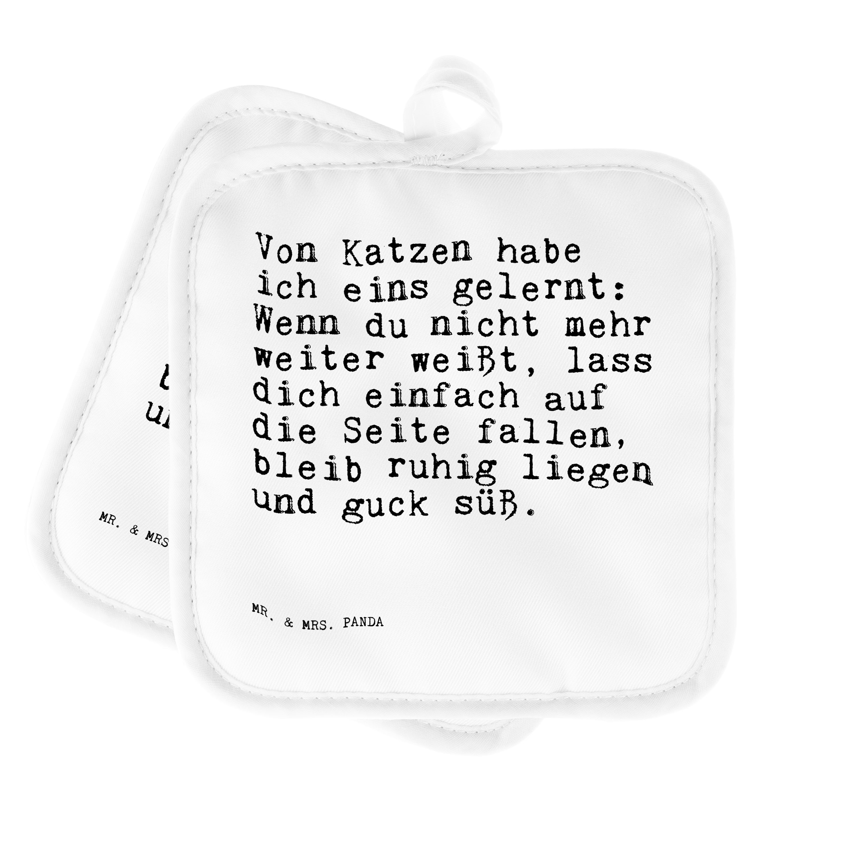 Mr. & Mrs. Panda Topflappen »Von Katzen habe ich... Weiß Geschenk