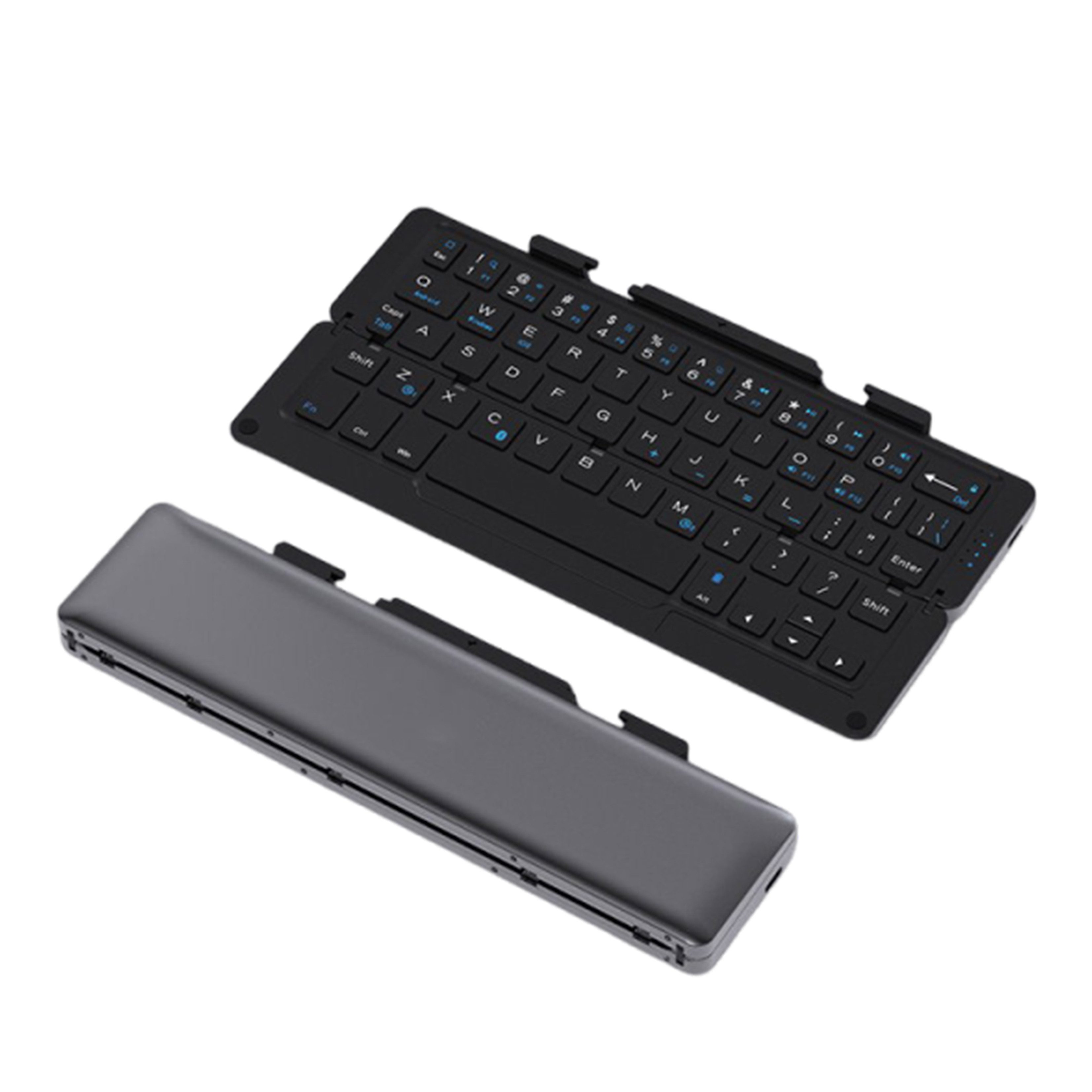 KINSI Faltbare Kabellose Bluetooth Tastatur,wiederaufladbar mit Ständer flexible Tastatur (Klapptastatur für Handy,Tablet,leise Tasten,inkl. Aufbewahrungstasche)