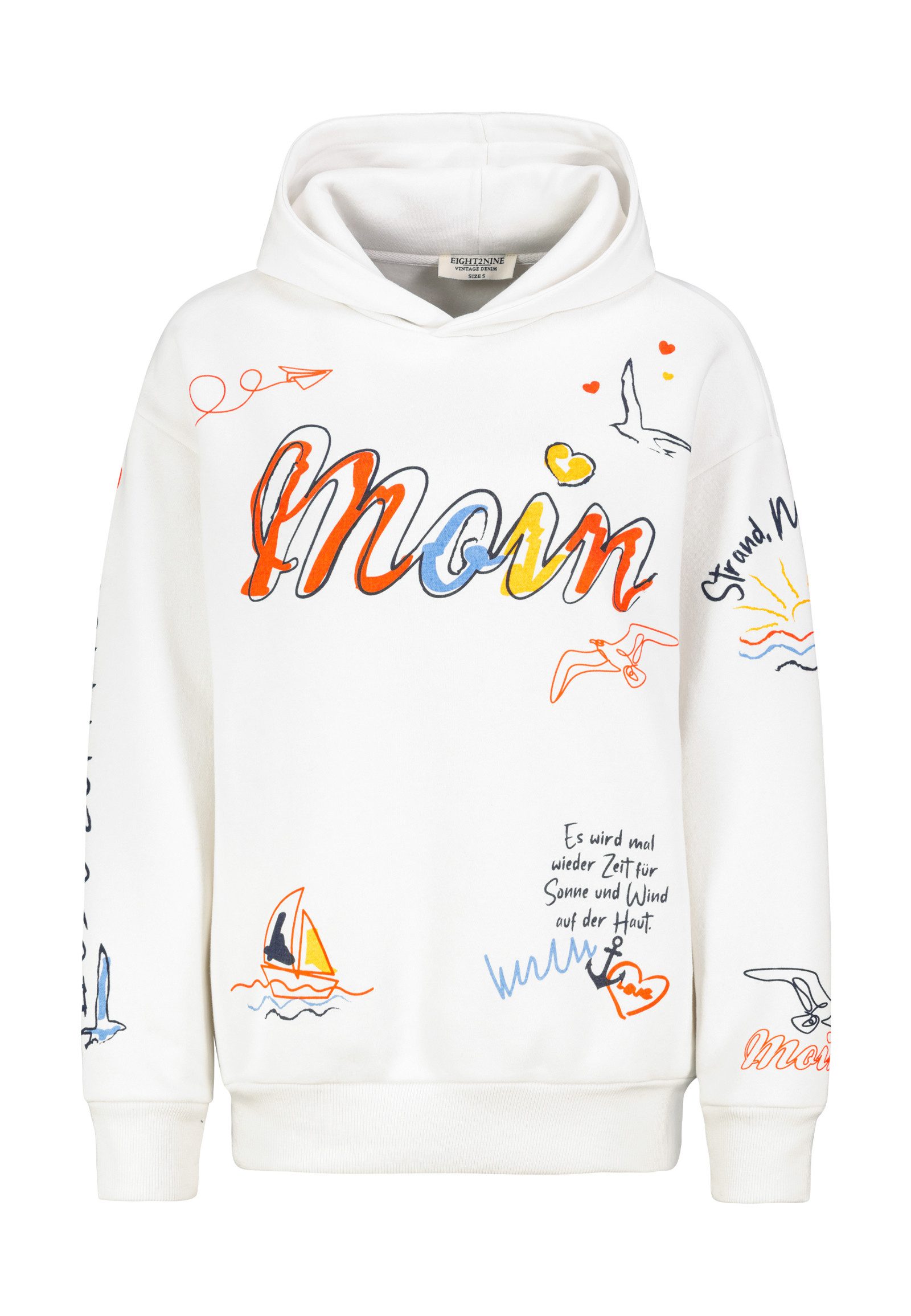 Eight2Nine Kapuzenpullover Damen Hoodie Kapuzenpullover allover Küstenprint günstig online kaufen