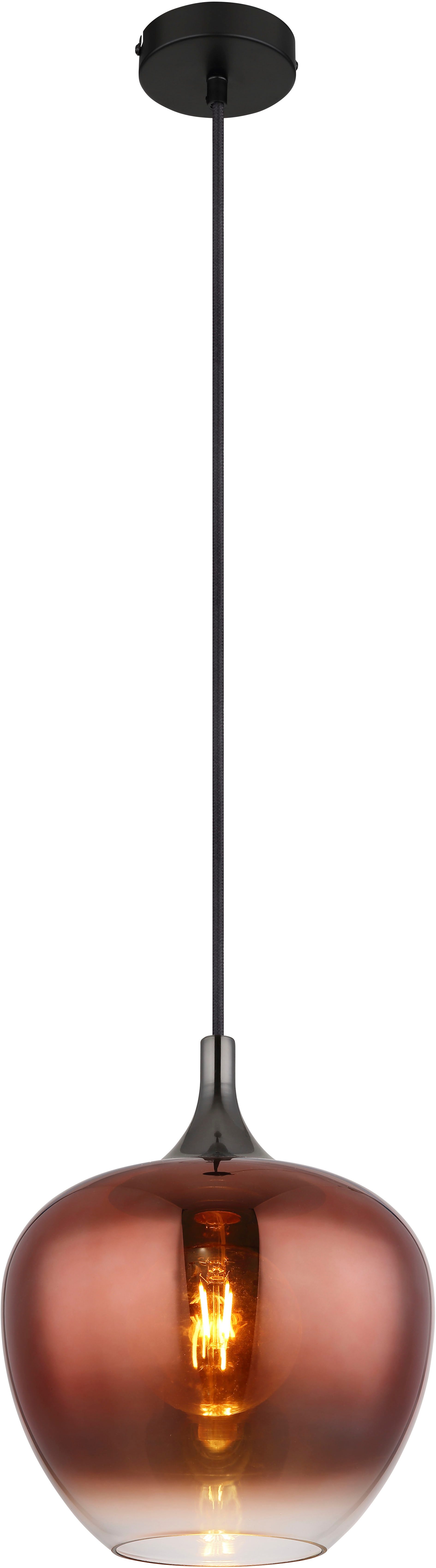 GLOBO LIGHTING Hängeleuchte MAXY, ohne Leuchtmittel, Hängeleuchte, schwarze Aufhängung, Rauchglas, E27