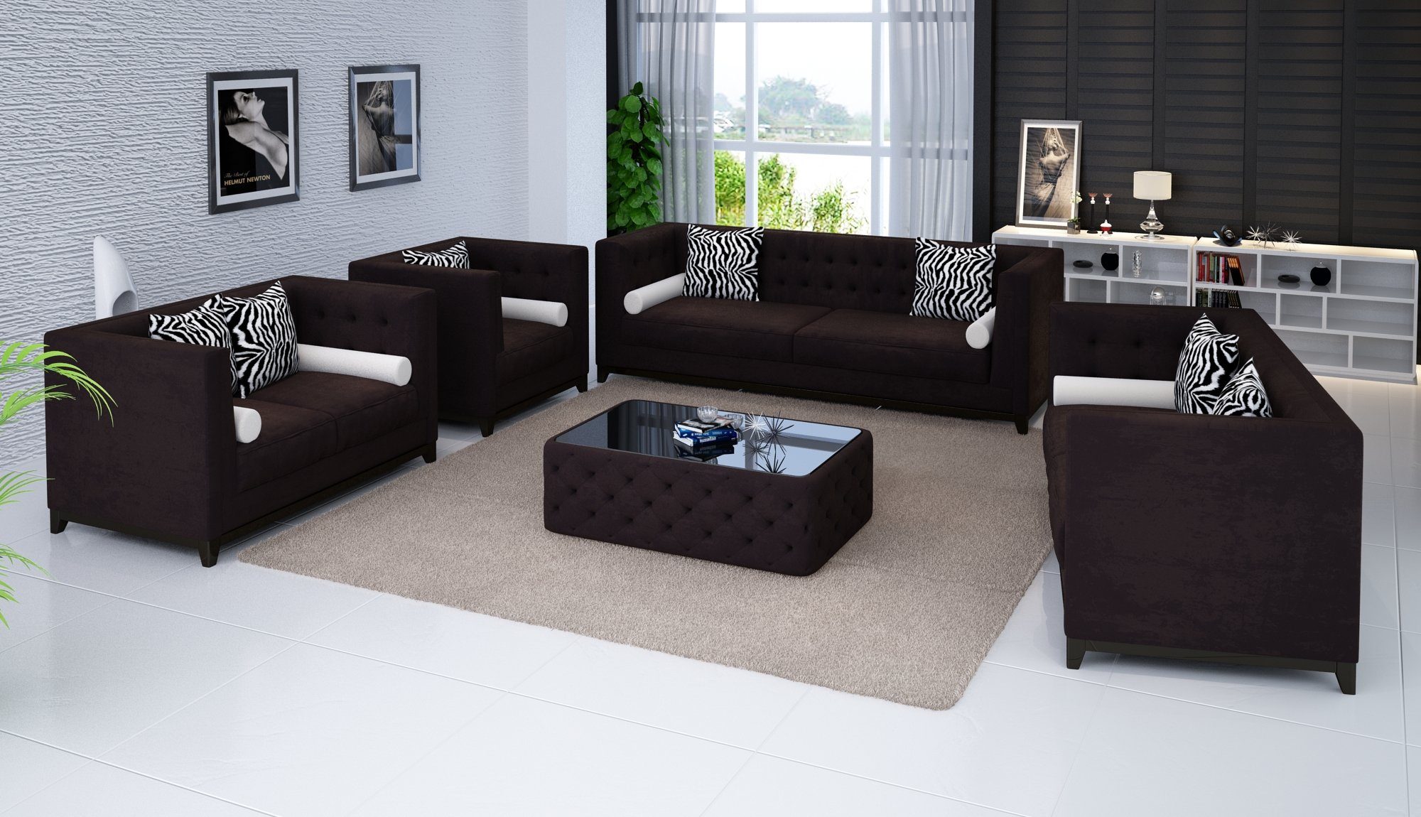 JVmoebel Sofa Rote Chesterfield Sofagarnitur Sofa Couchen Couch 3tlg Sessel, Made in Europe Braun