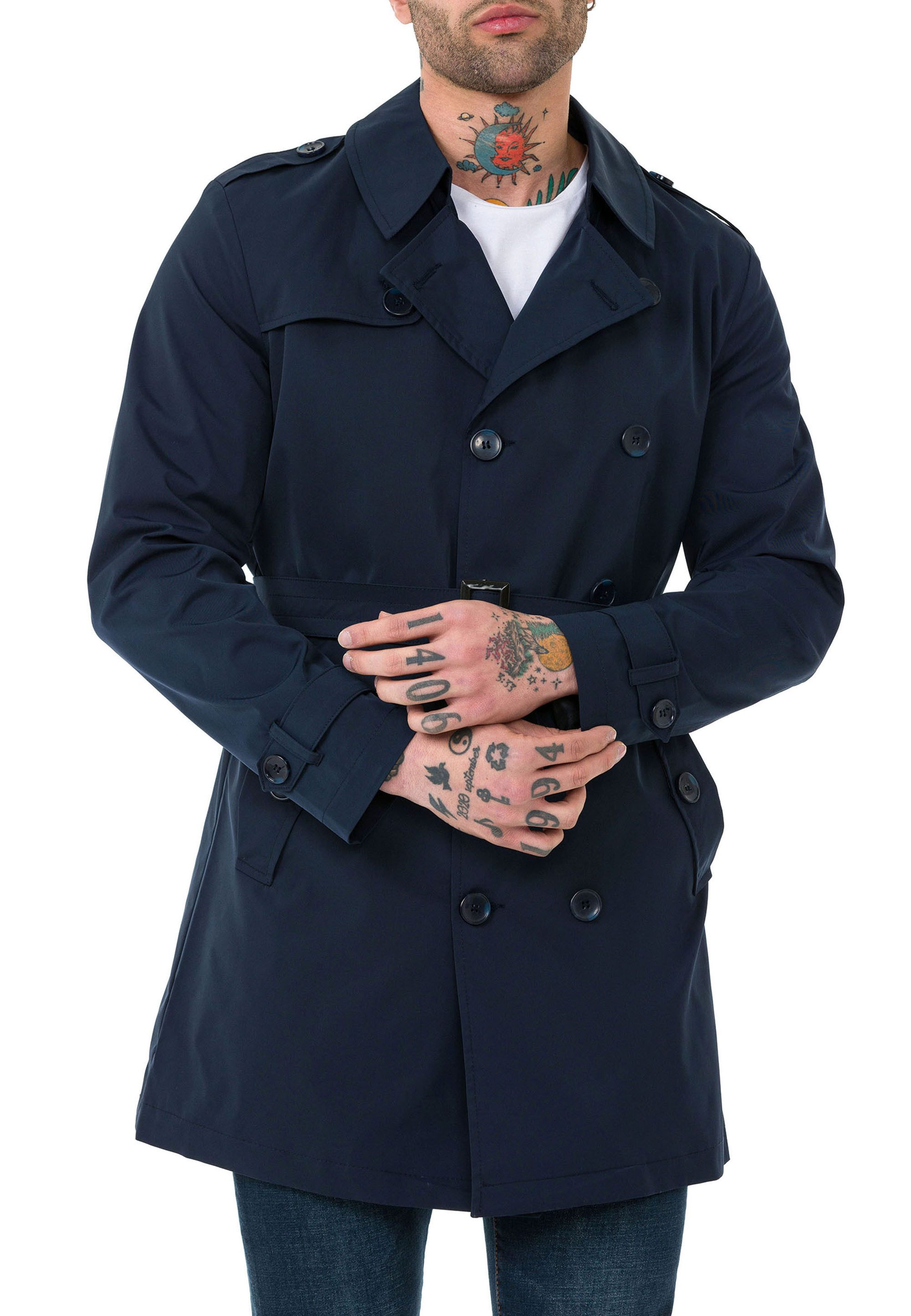 RedBridge Trenchcoat Red Bridge Herren Mantel Trenchcoat Jacke Navyblau L