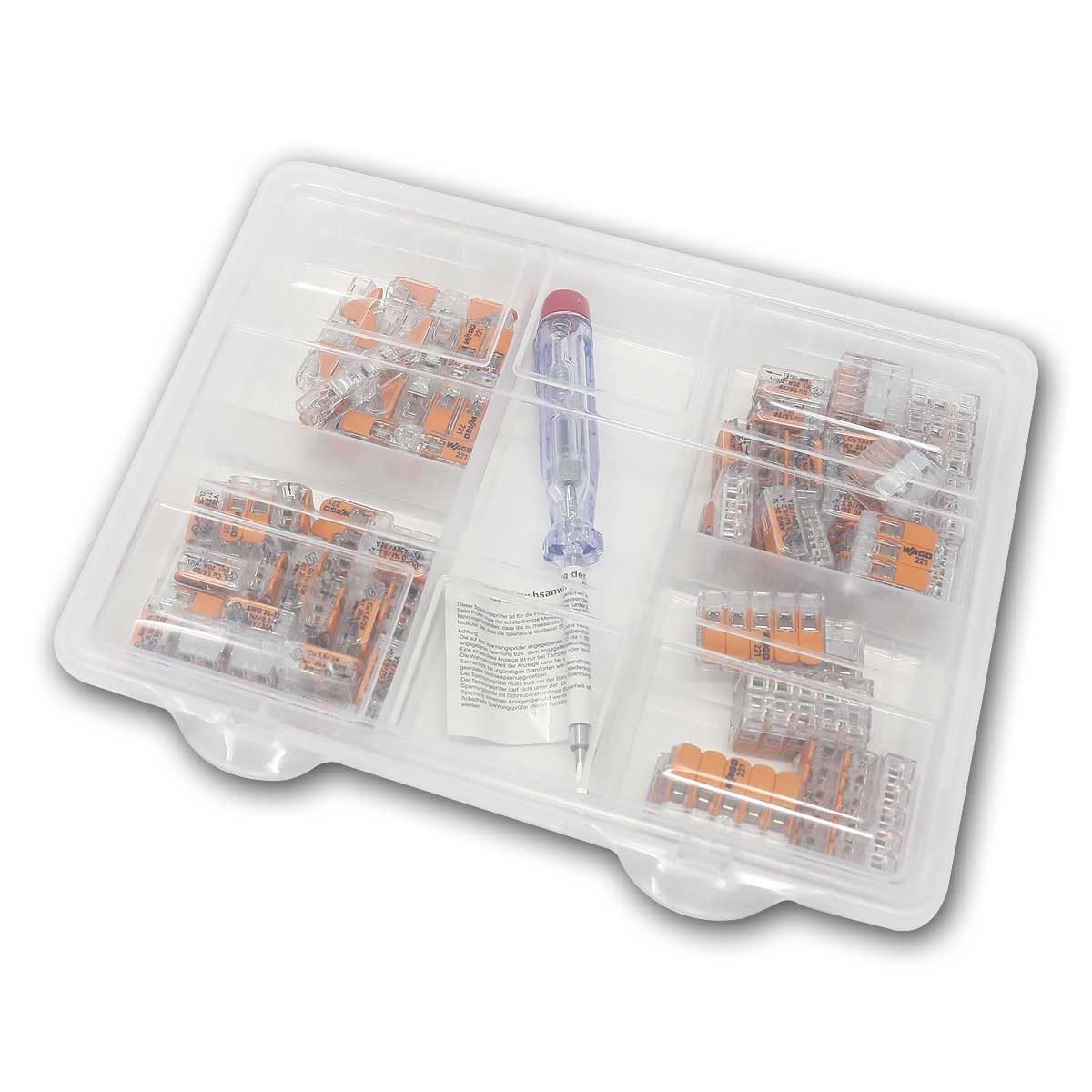 world-trading-net Verbindungsdosenklemme Wago Sortiment Dosenklemmen COMPACT 71teilig Box