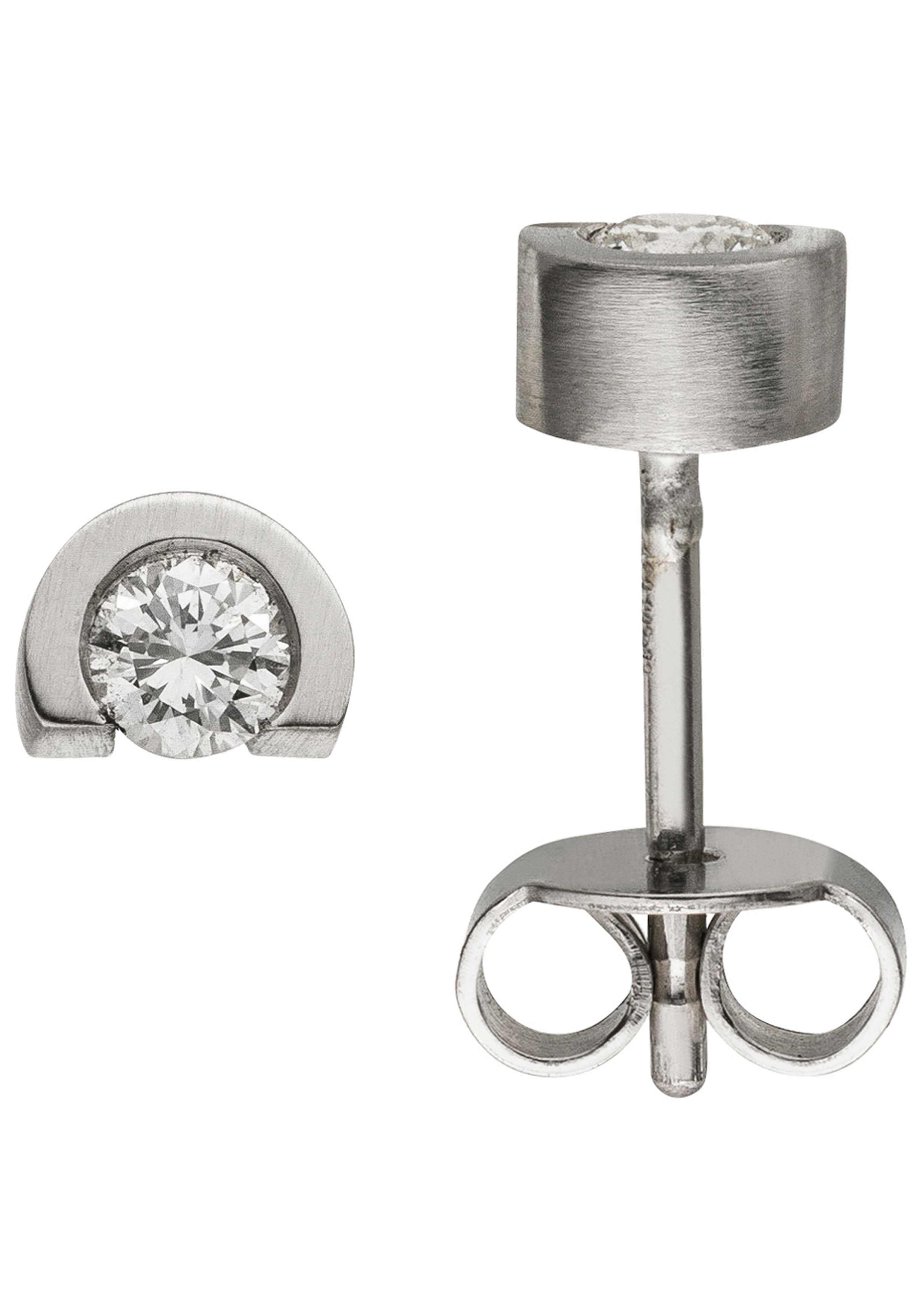 JOBO Paar Ohrstecker Kleine Ohrringe Platinohrringe 4 mm, 950 Platin mit 2 Diamanten
