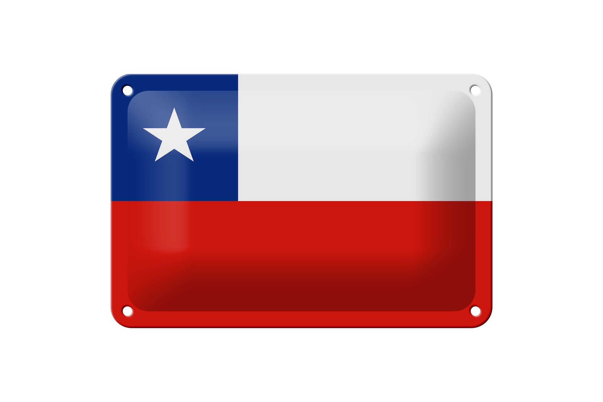 Femer GmbH Metallschild Flagge Chiles 18x12cm Flag of Chile, (1 St), gewölbte Oberfläche, abgerundete Ecken, umgeschlagene Kanten