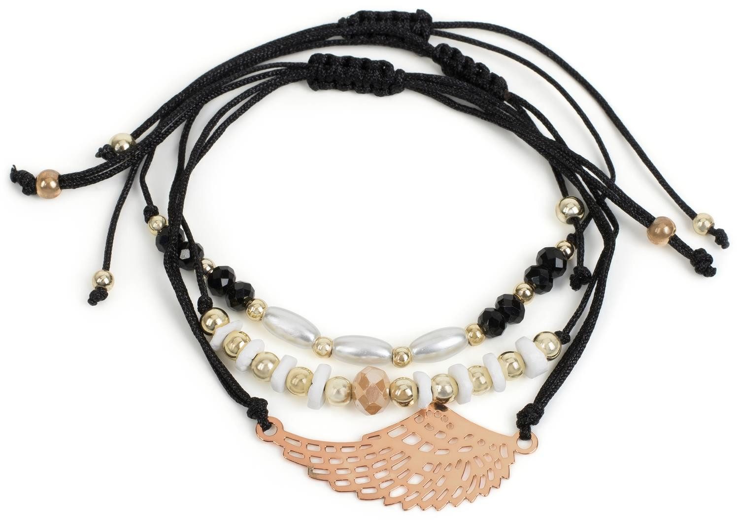 Armband Set Slider Armband 3er Set mit Flügel und Perlen
