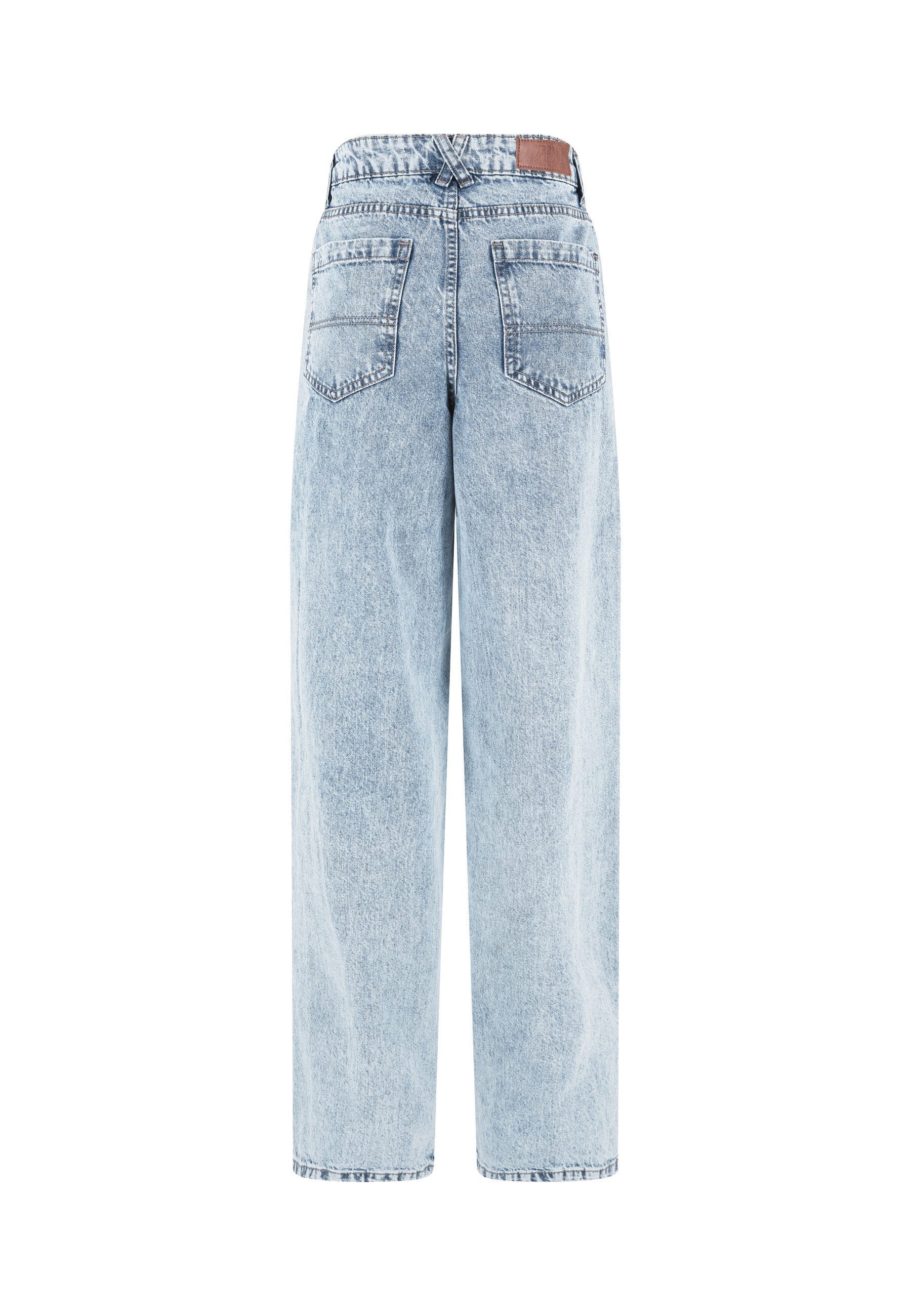 URBAN CLASSICS Bequeme Jeans Urban Classics Damen Ladies Wide Leg Slit Denim