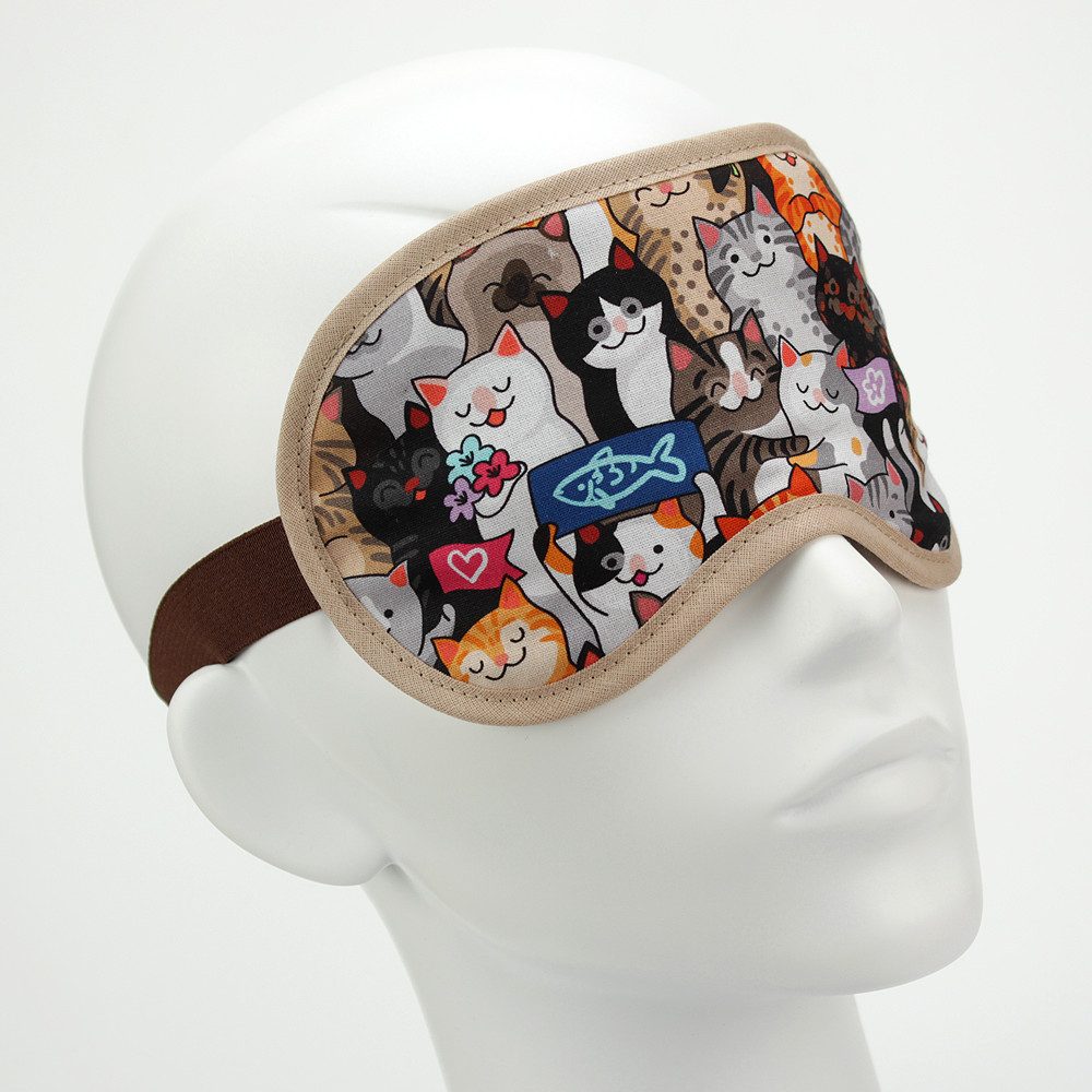 BEAZZ Schlafmaske Schlafmaske, Augenmaske, Schlafbrille - Katzenlove, Bequem - Perfekte Abdunklung, 1-tlg., HANDMADE IN GERMANY