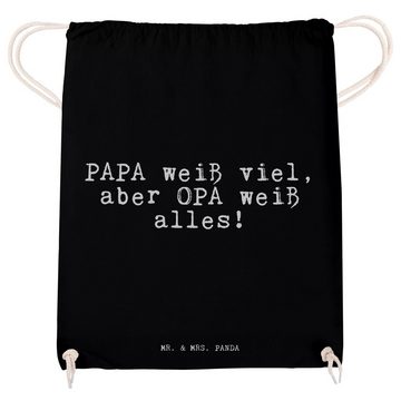 Mr. & Mrs. Panda Sporttasche PAPA weiß viel, aber... - Schwarz - Geschenk, Großeltern, Opa, Famili (1-tlg)