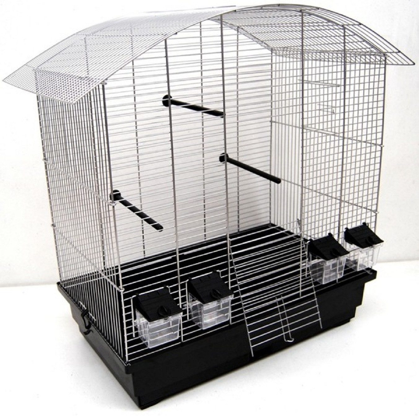 Vogelkäfig Vogelkäfig Ula, Vogelheim mit Zubehör, Chrom/Schwarz