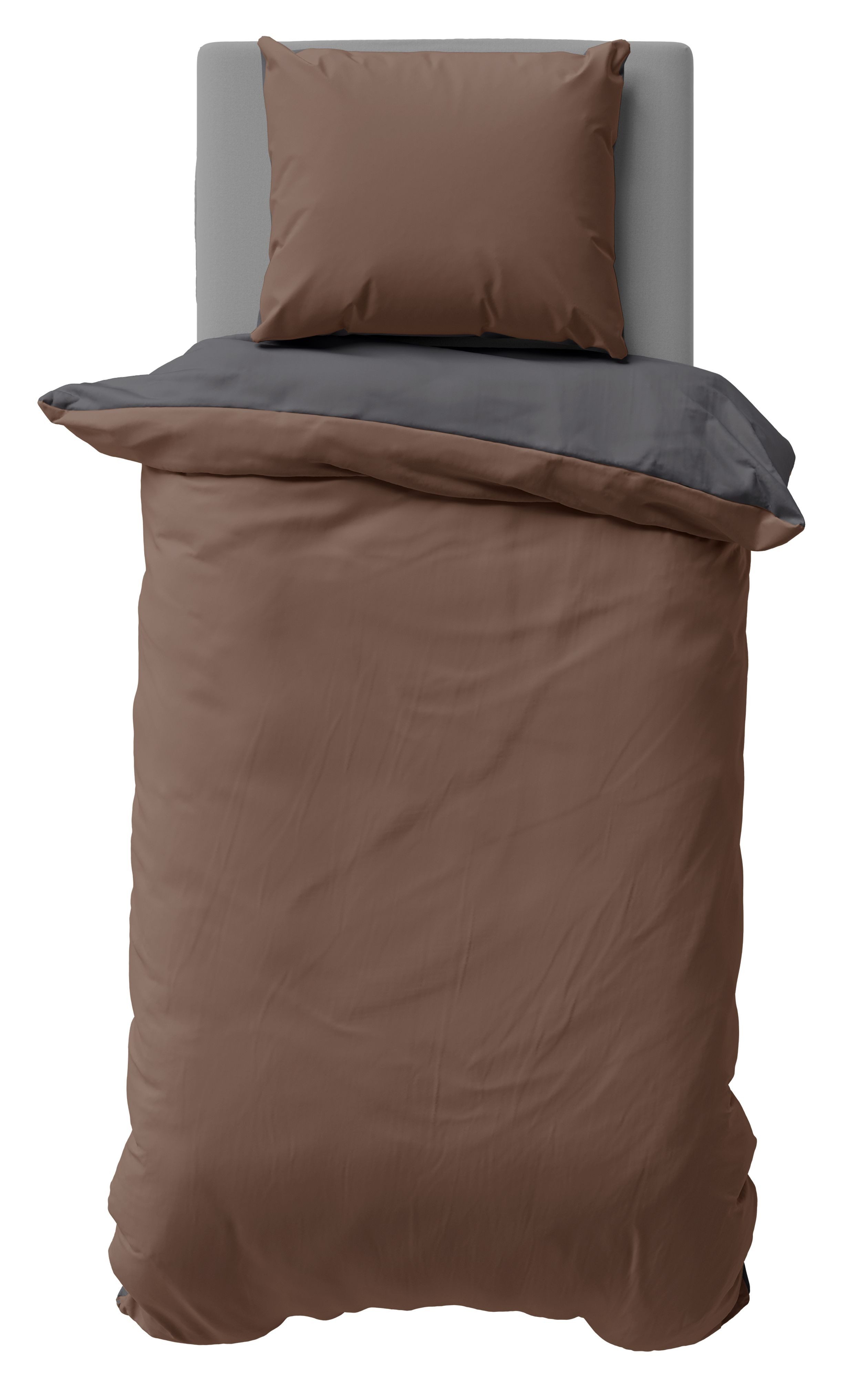 One Home Bettwäsche Doubleface, Biber, 2 teilig, Uni Wende, kuschelig flaus günstig online kaufen