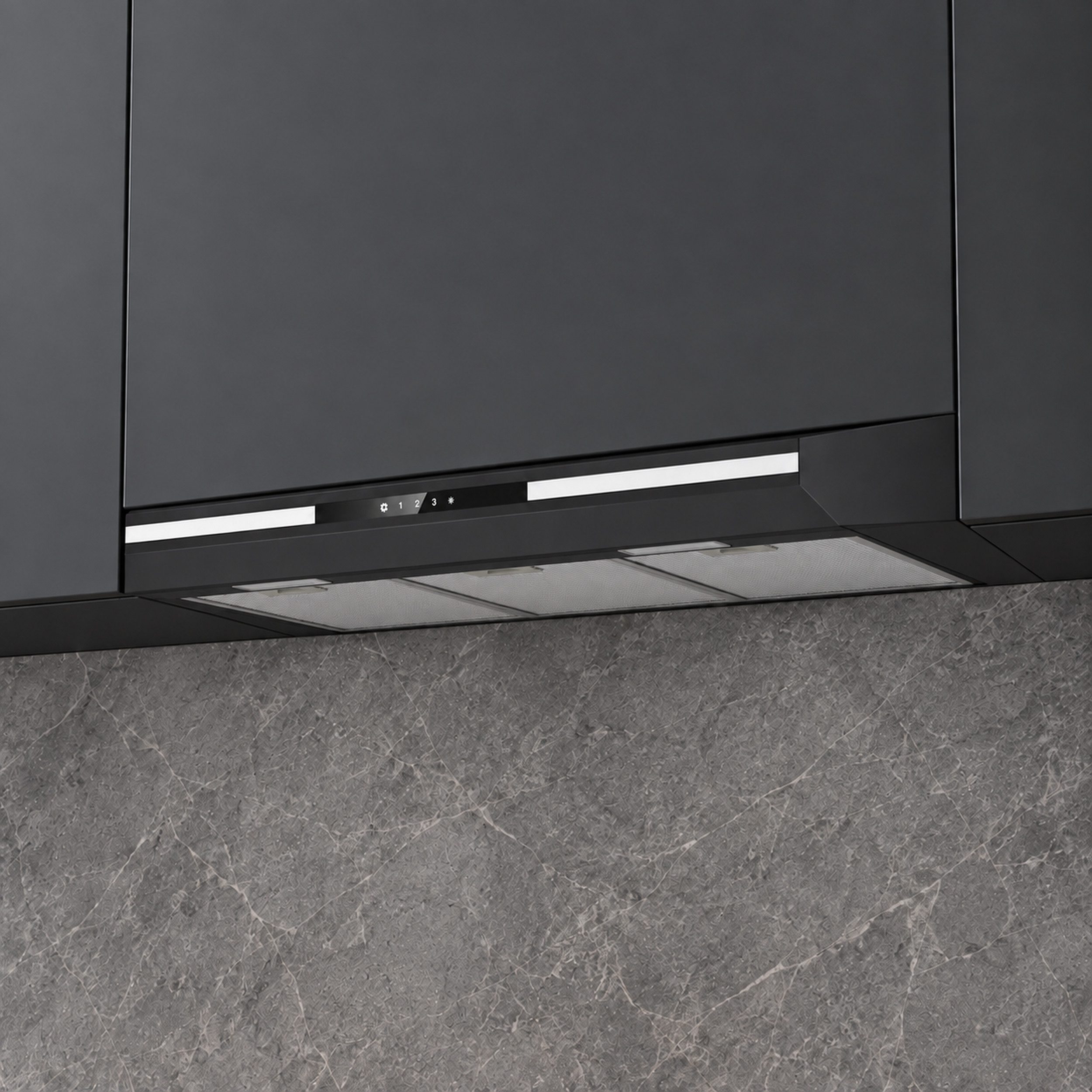 CIARRA Unterbauhaube 90cm Dunstabzugshaube A+ SensorTouch Abluft & Umluft Schwarz VM90921B Serie 90 cm Einbau-Dunstabzugshaube 322 m³/h mit Aktivkohlefilter & 3 Fettiltern 3 Stufen & LED