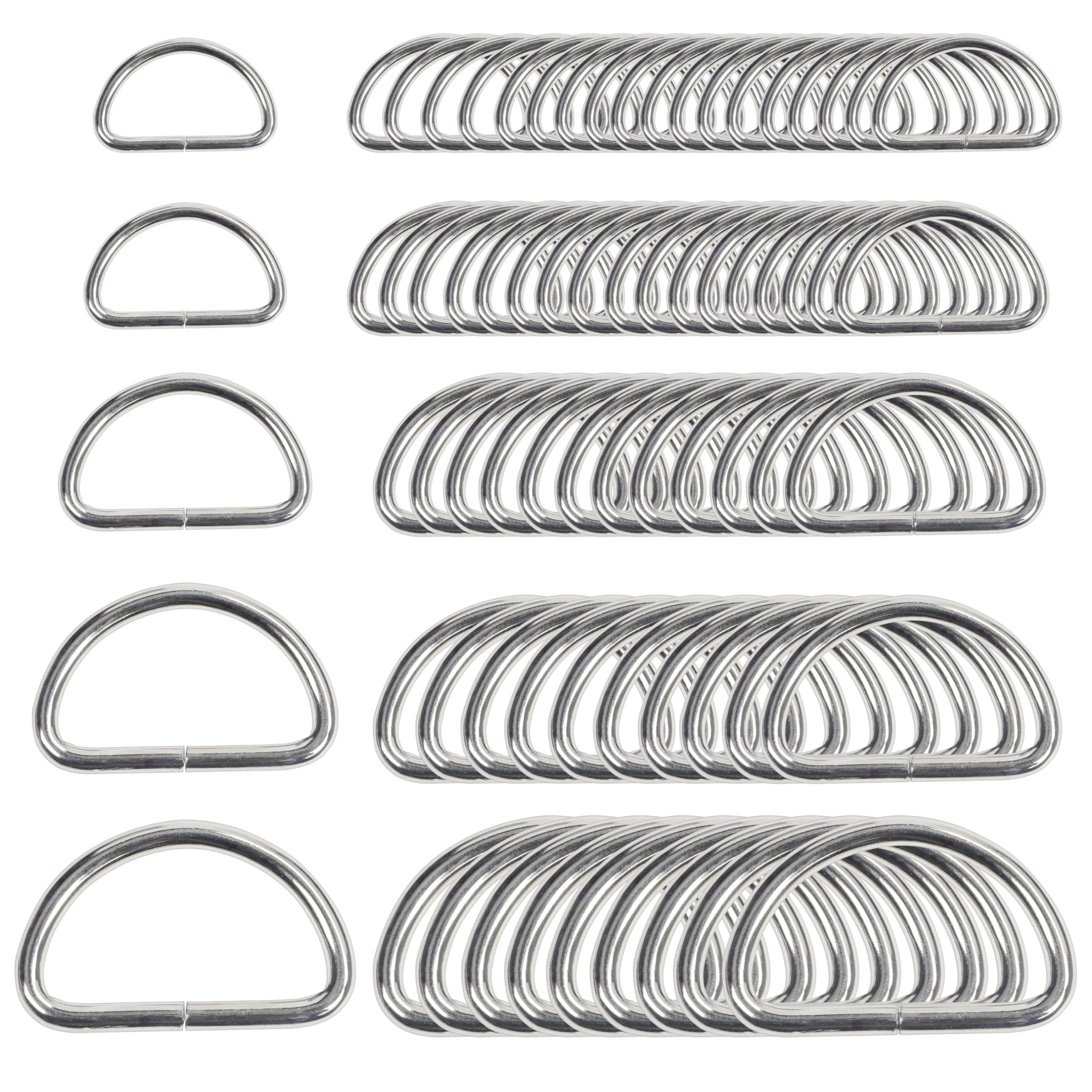 Belle Vous Rundstahlkette Nickel D-Ringe (120 Stück) - DIY-Zubehör, Metall, Silver Metal Rings (120 pcs) - Nickel D-Rings