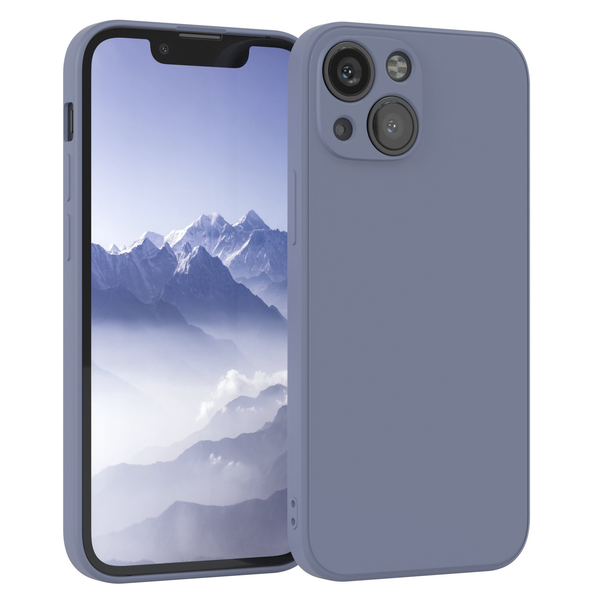 EAZY CASE Handyhülle für Apple iPhone 13 Mini Hülle Silikon 5,4 Zoll, Silikon Schutzhülle mit Kameraschutz Matt Back Cover Soft Eis Blau