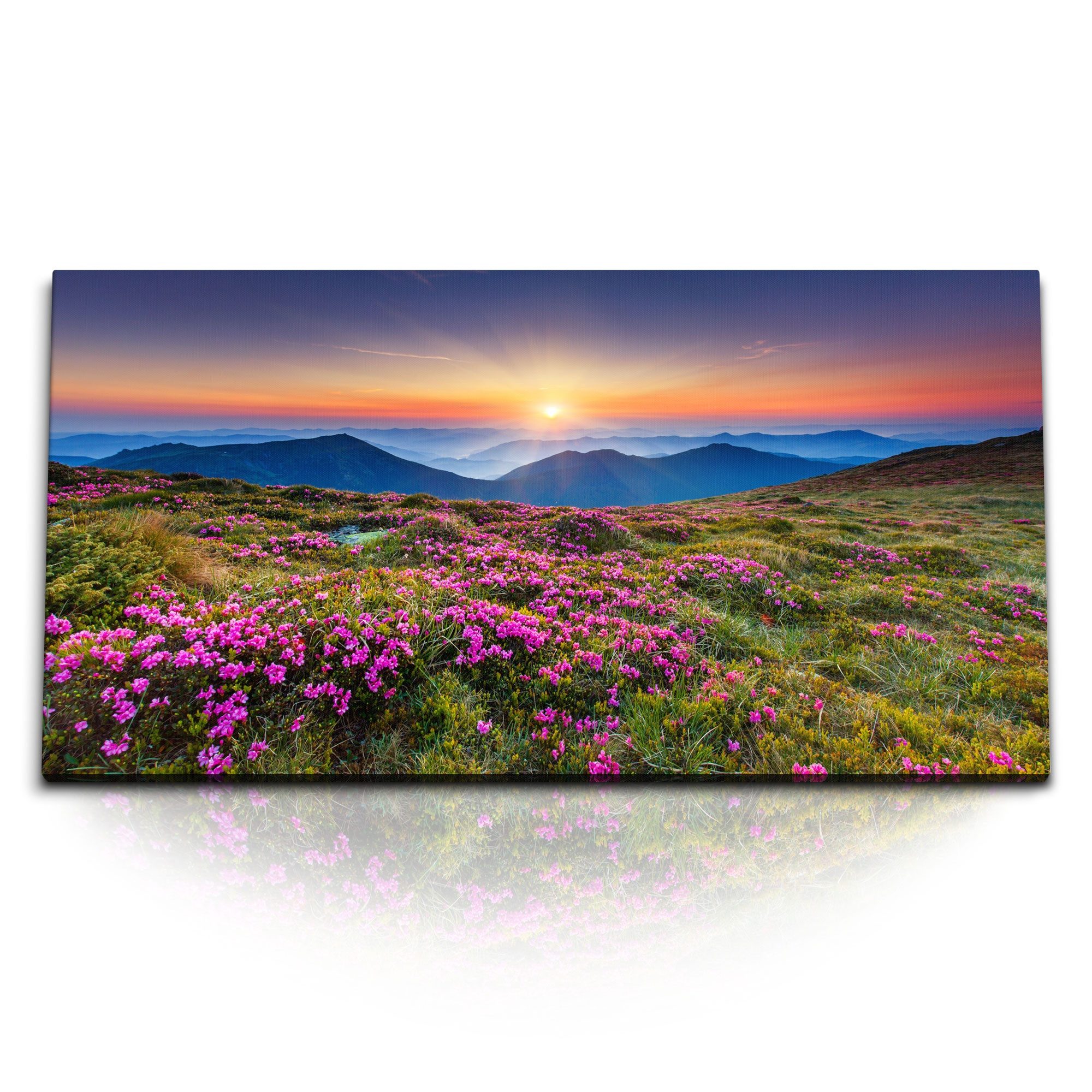 Leinwandbild Kunstdruck Bilder 120x60cm Berglandschaft Berge Sonnenuntergang Abendr