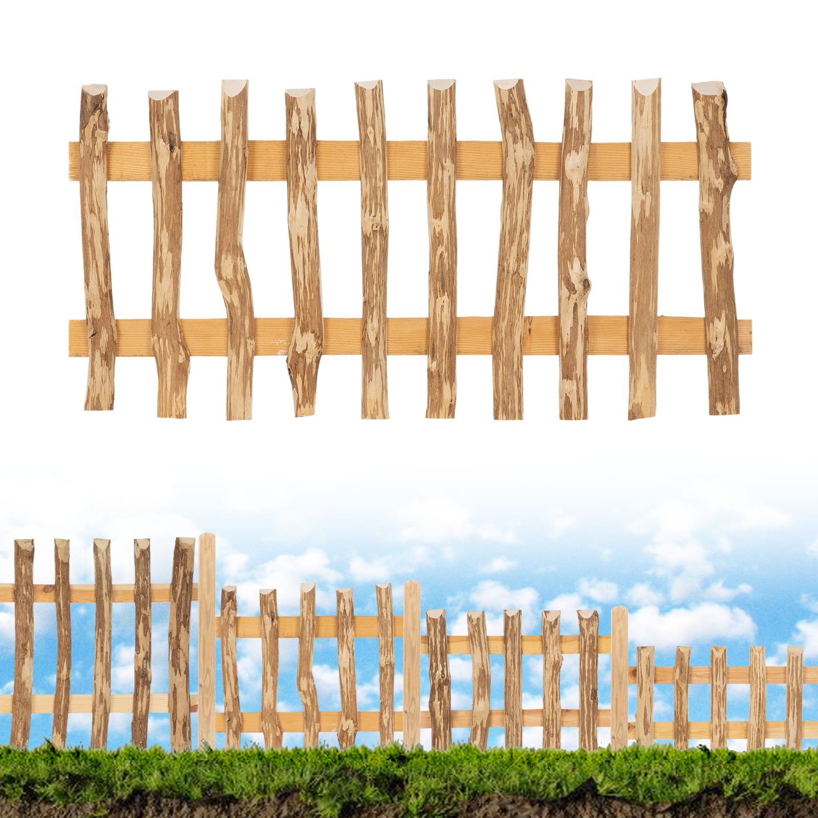 BooGardi Beetumrandung Beeteinfassung Holz, LxH: 60x60 cm, Beetbegrenzung Holz Gartenzaun Zaun Baumumrandung