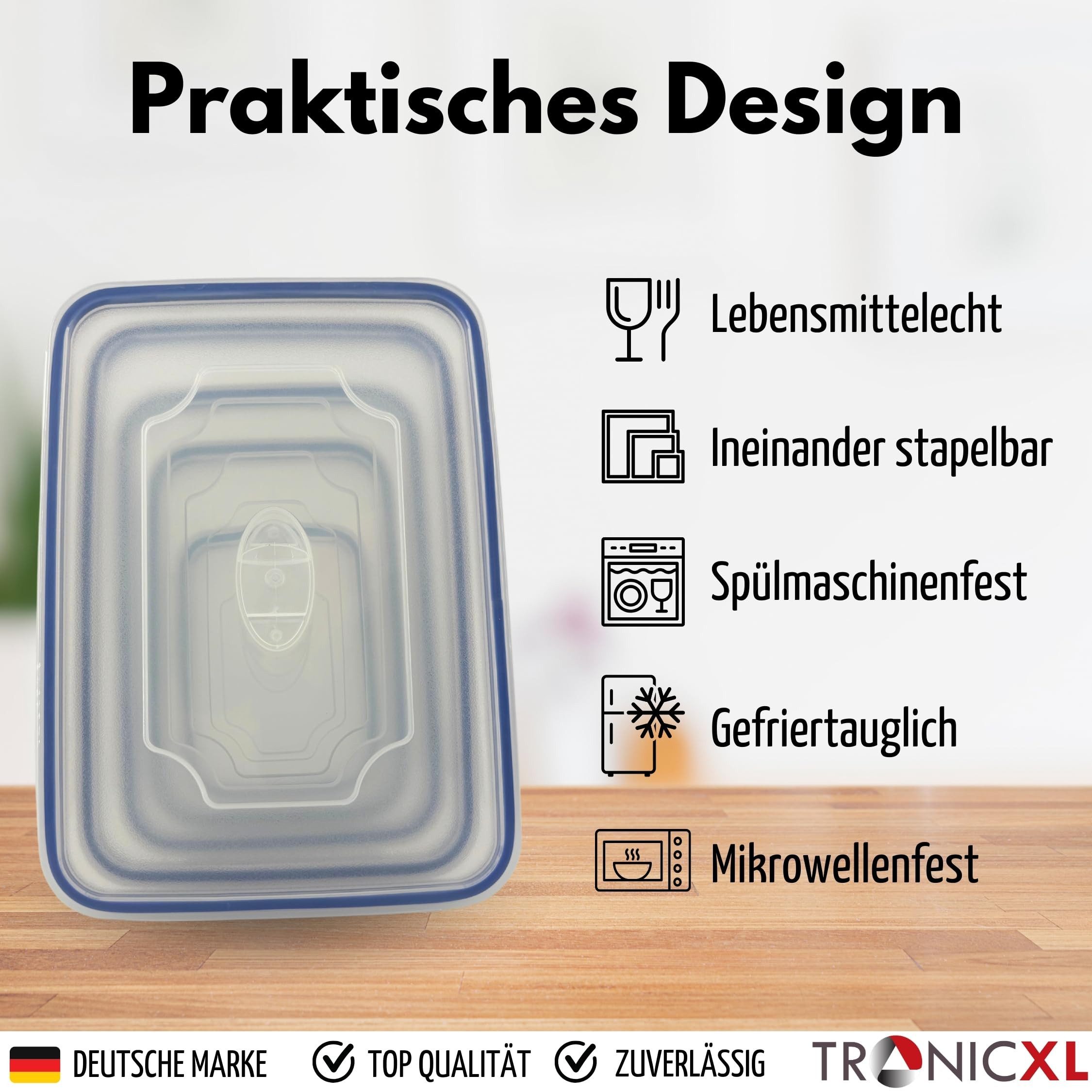 TronicXL Frischhaltedose 20 Teile Frischhaltedosen Set 10 Dosen mit 10 Deckel Frischhaltedose, Kunststoff, Klick System Kunststoff Vorratsdosen spülmaschinenfest Gefrierdosen