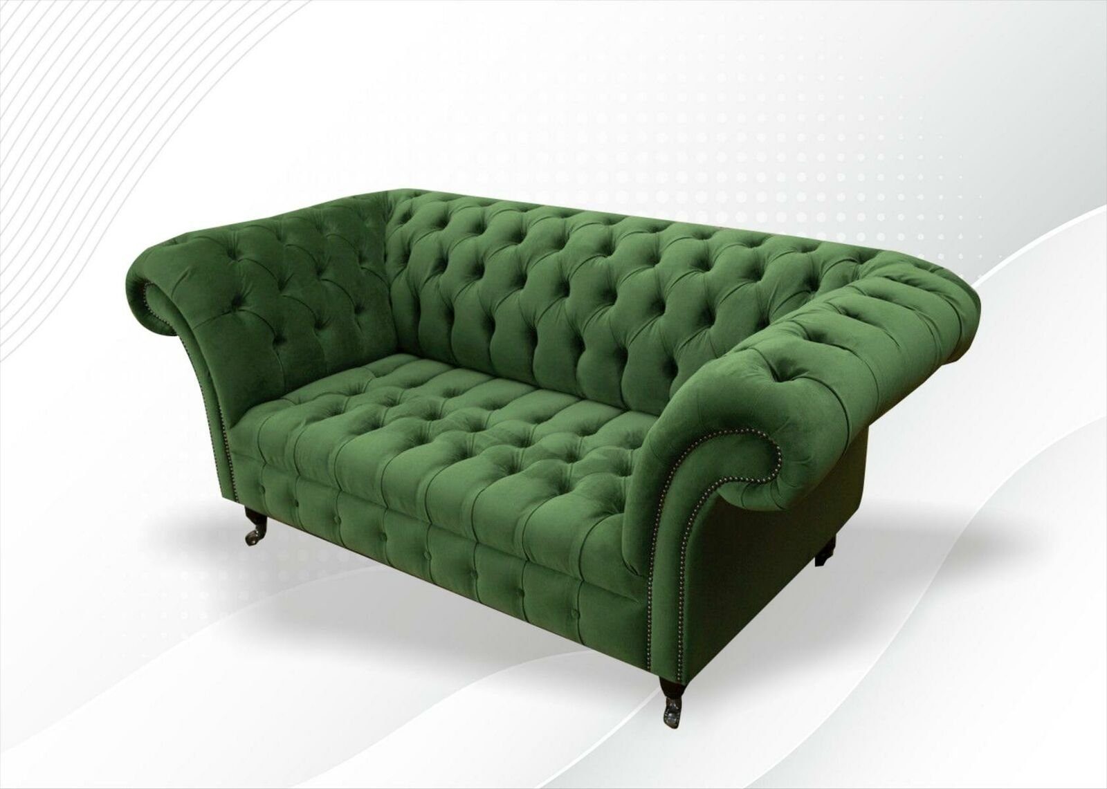 JVmoebel Chesterfield-Sofa, Chesterfield 2 Sitzer Sofa Grün Luxus Zweisitzer Möbel Neu Modern Design Textil