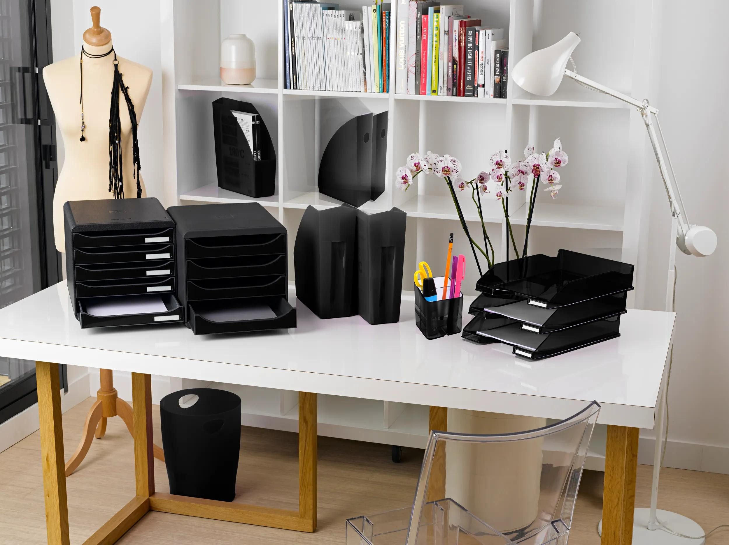 EXACOMPTA Papierkorb 8x Papierkorb Ecobin, 15 Liter, ECOBlack - Schwarz - 453014D, Papierkörbe