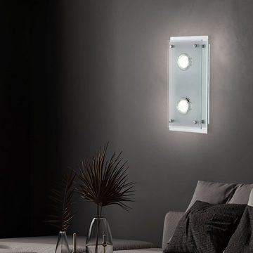 etc-shop LED Wandleuchte, Leuchtmittel inklusive, Warmweiß, 6 Watt LED Decken- und Wandleuchte Lampe Chrom Glas klar IP22