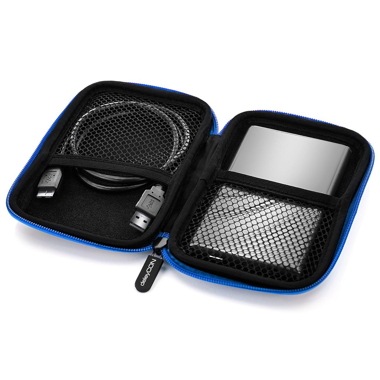deleyCON Festplattentasche deleyCON Festplattentasche Case für 2,5" Zoll HDD SSD 2 Fächer