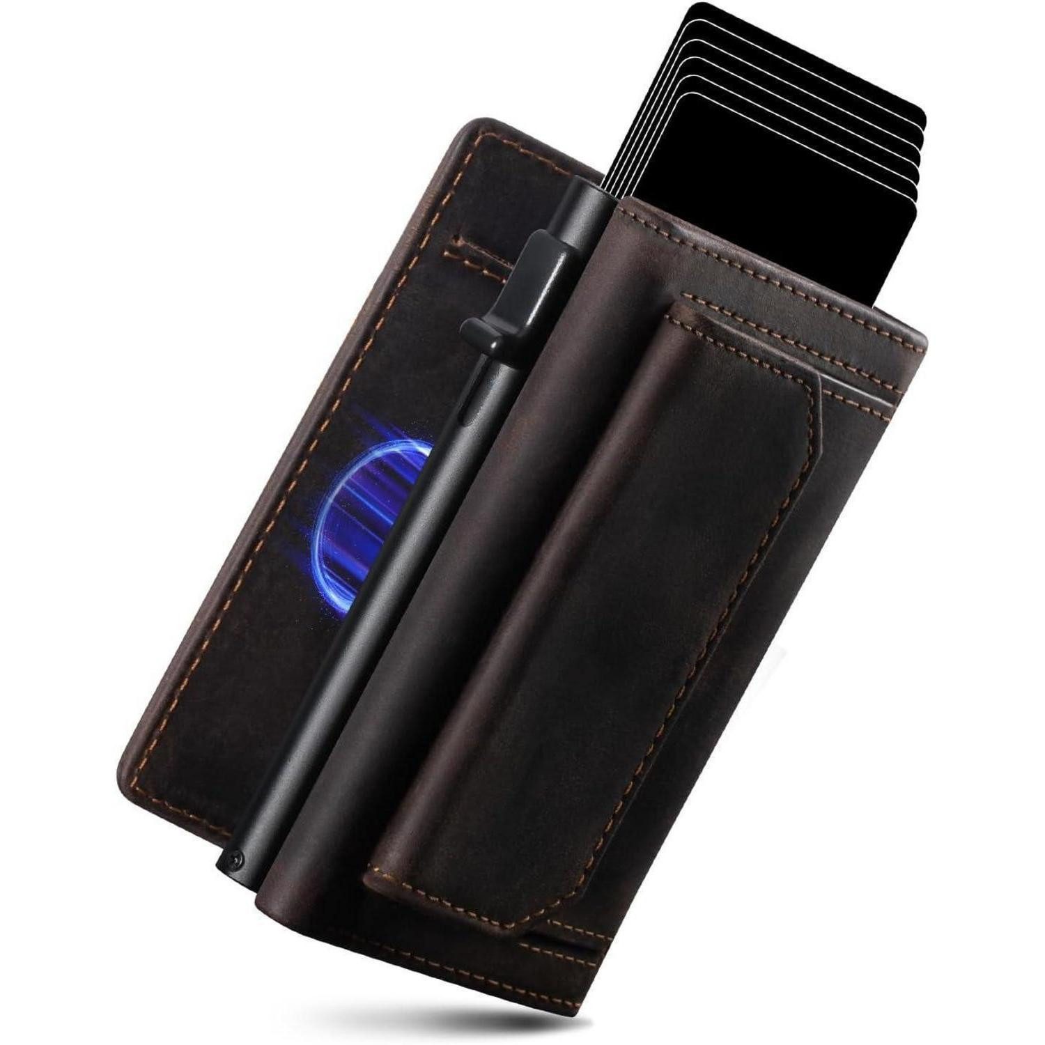 LuxusKollektion Geldbörse Geldbörse Herren RFID Schutz Magnetverschluss Dunkel Braun XL Münzfach