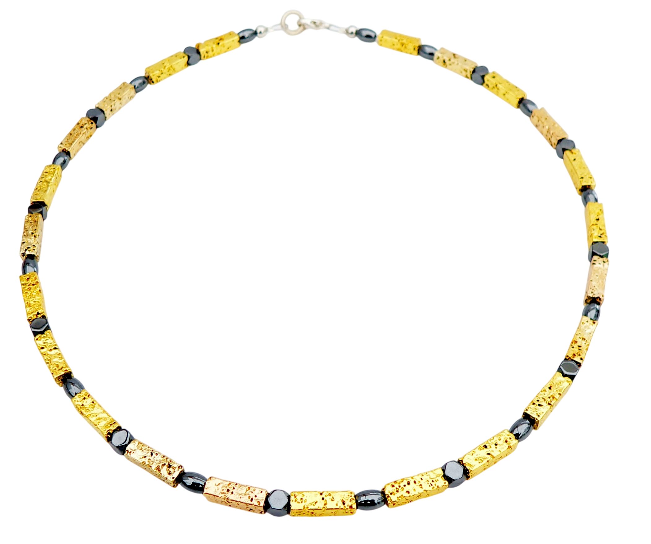 traumschmuck Collier 227m Collier Edelstein Rechteck Lava goldfarben glänzend (Valentinstag, Muttertag), handgefertigt, Made in Germany