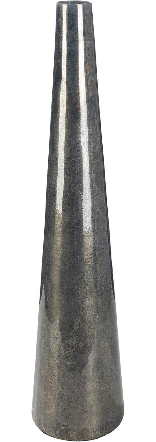 GILDE Bodenvase Bodenvase konisch Soril anthrazitfarben H. 65 cm (1 St), Bodenvase, antikfinish, Blumenvase, modern, stilvoll, Geschenkidee