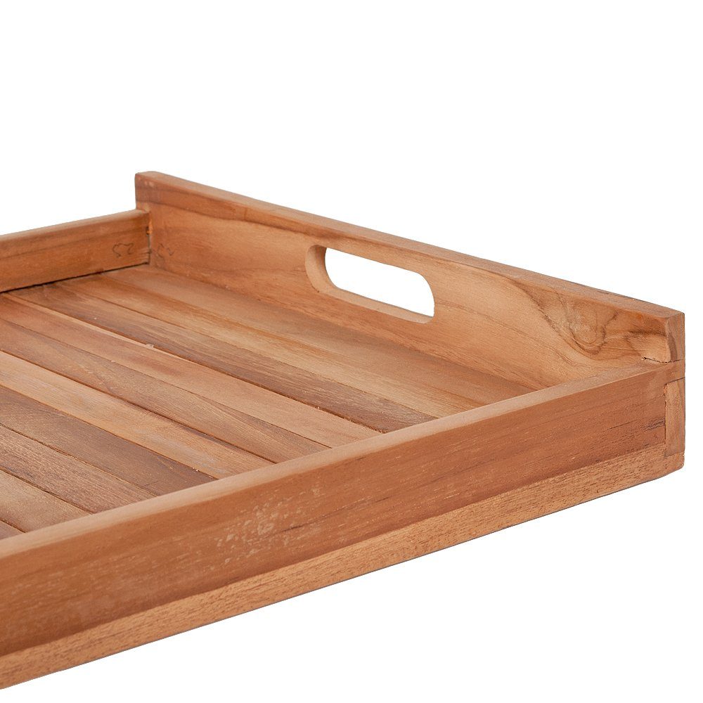 LebensWohnArt Dekotablett Teak Tablett L60cm Natural BANDEJA-BIG ca