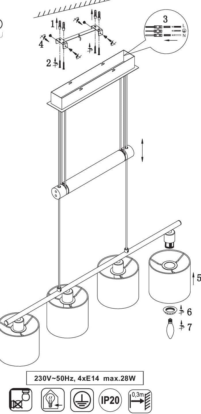 lightling Pendelleuchte Marita, höhenverstellbar, ohne Leuchtmittel, moderne Pendellampe, weiß
