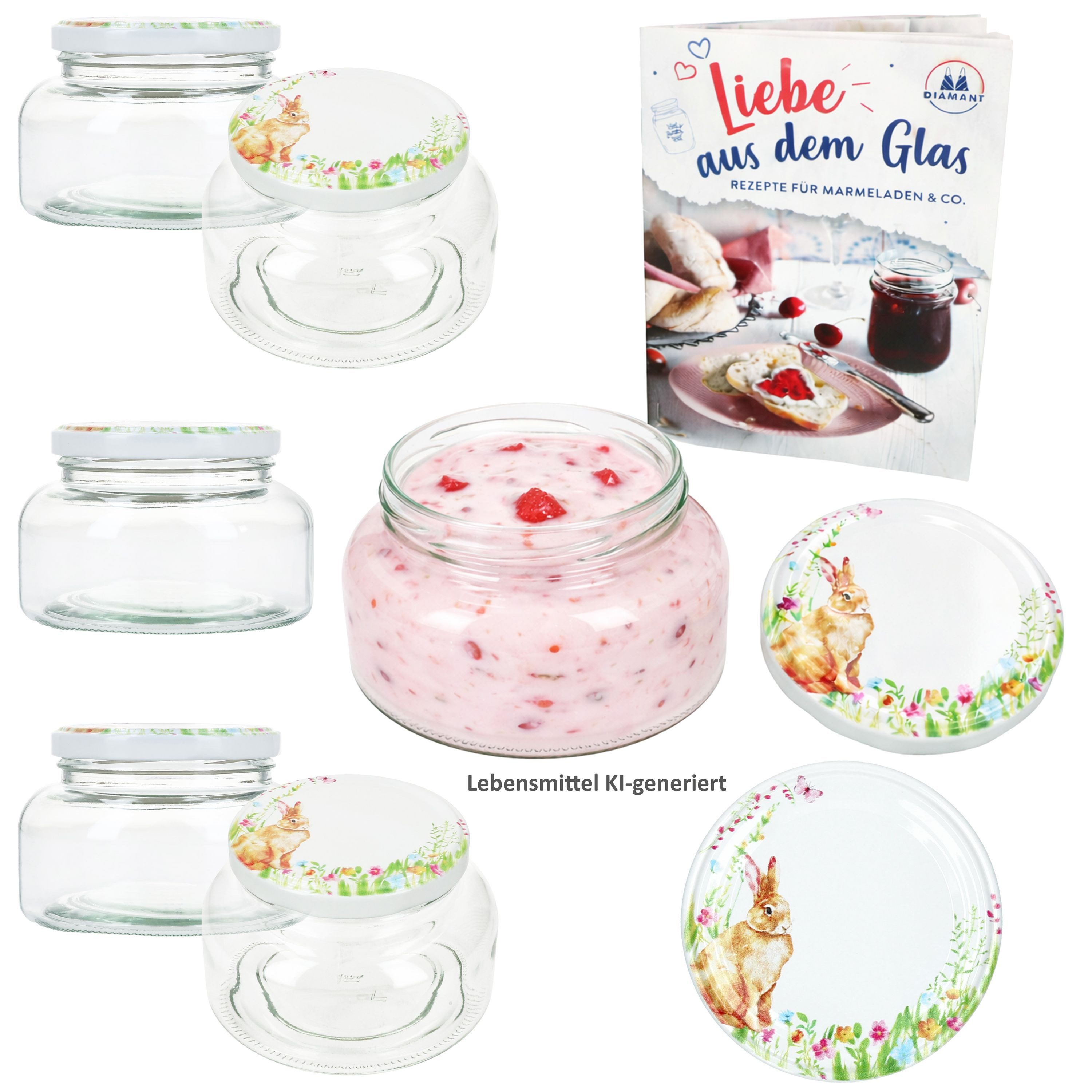 Einmachglas MamboCat 6er Set Joghurtglas 435ml Einmachglas Osterfreude Deckel