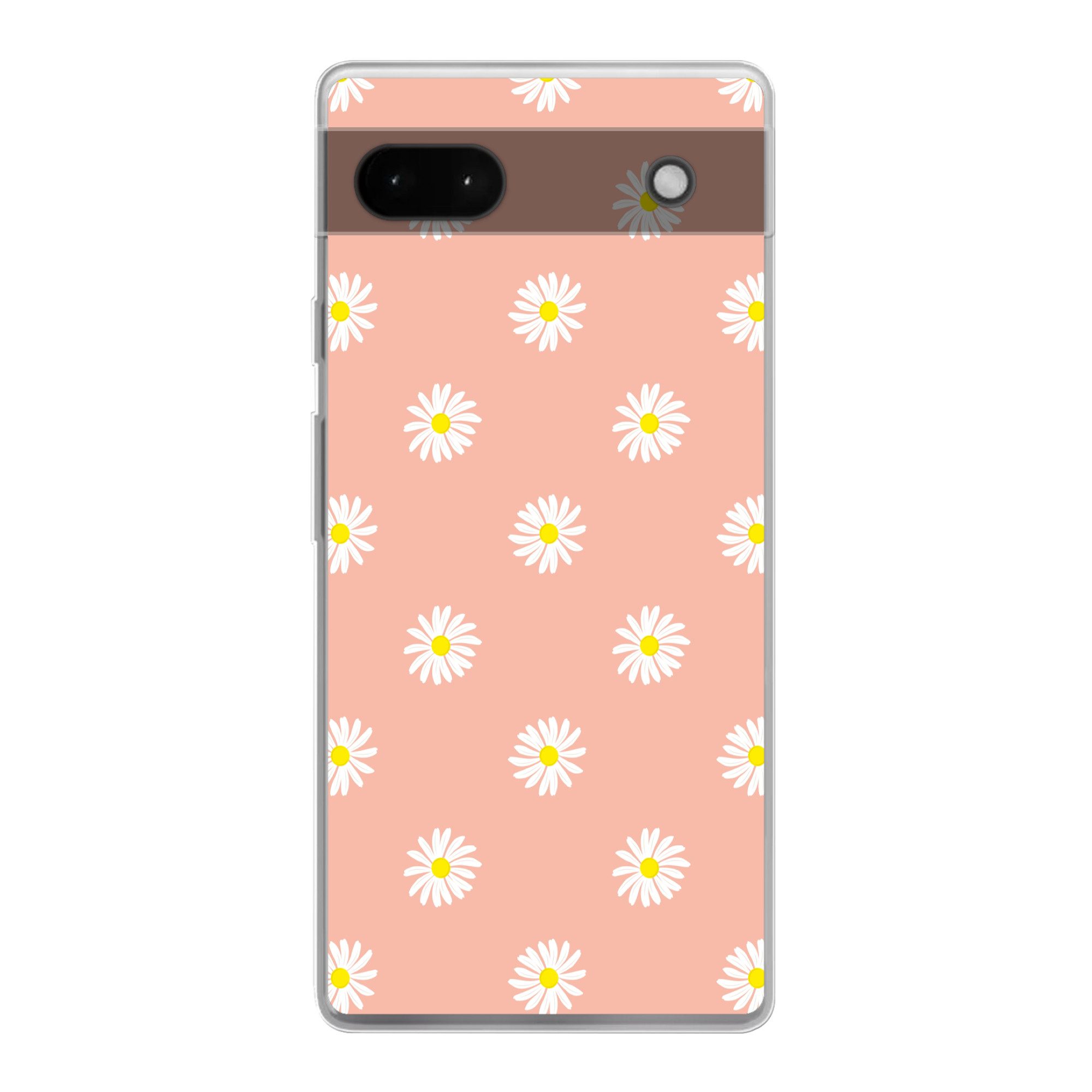 MuchoWow Handyhülle für Google Pixel 6a Gänseblümchen - Pastell - Weiß - Rosa - Blumendruc, Phone Case, Silikon, Schutzhülle Dünn
