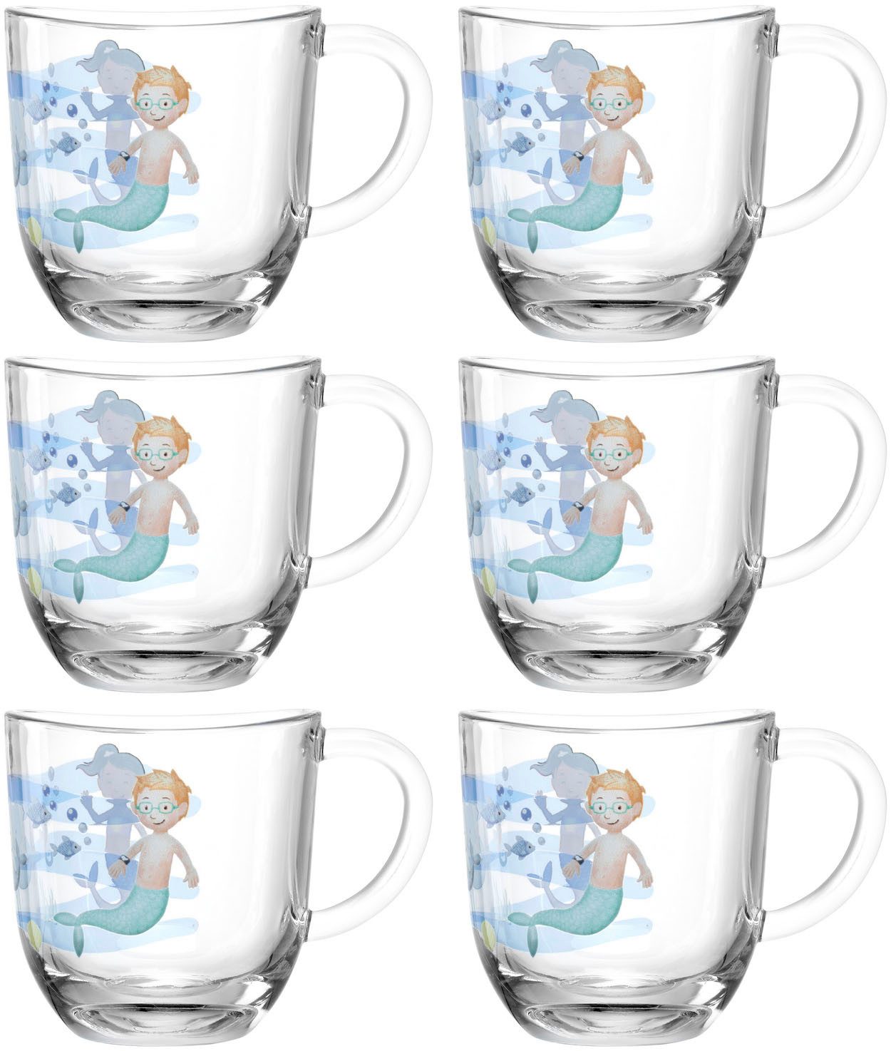 LEONARDO Tasse Meer BAMBINI AVVENTURA, Glas, 280 ml, 6-teilig