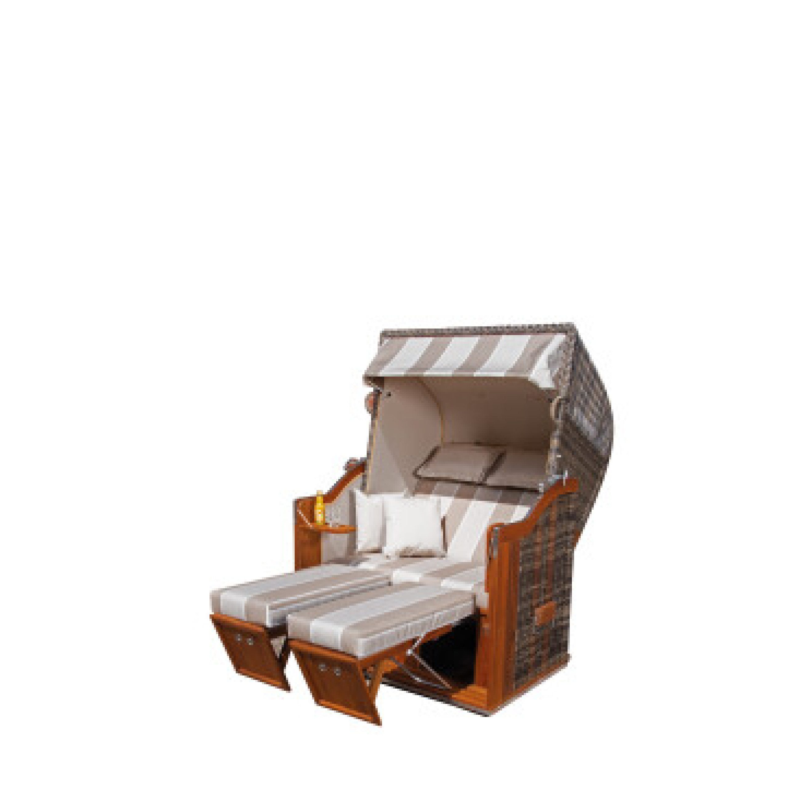 Strandkorb Sonnenpartner Strandkorb Classic Teak 2-Sitzer Halblieger Kunststoff
